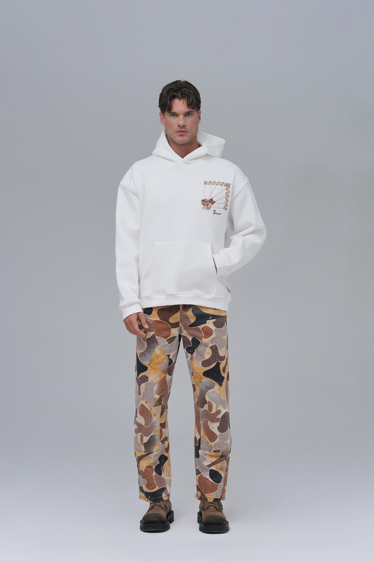 Heritage Threads Oversize Sweatshirt Erkek Ekru