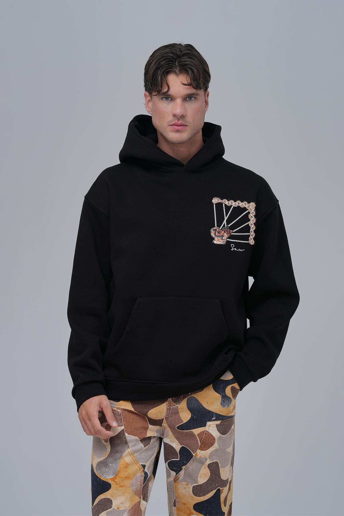 Heritage Threads Oversize Sweatshirt Erkek Siyah