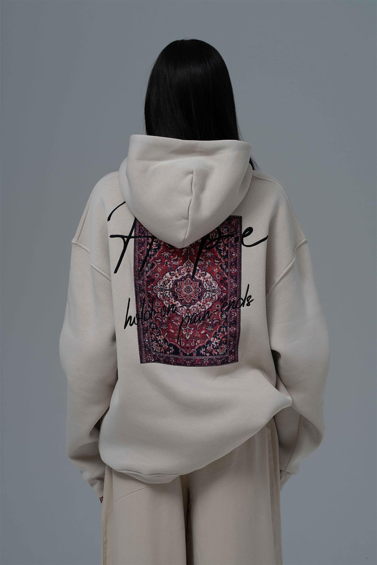 Hope Oversize Sweatshirt Kadın Ekru