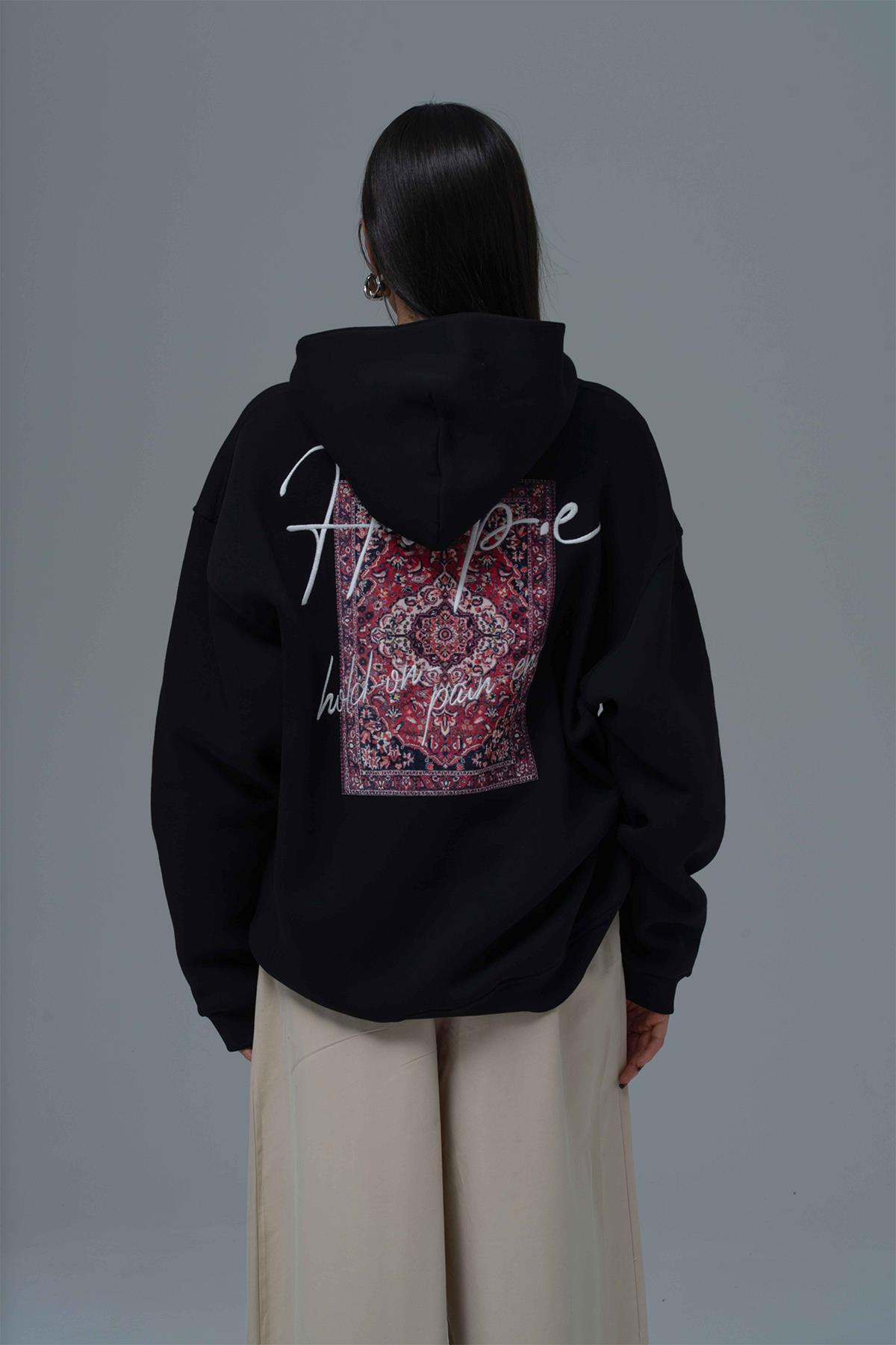 Hope Oversize Sweatshirt Kadın Siyah