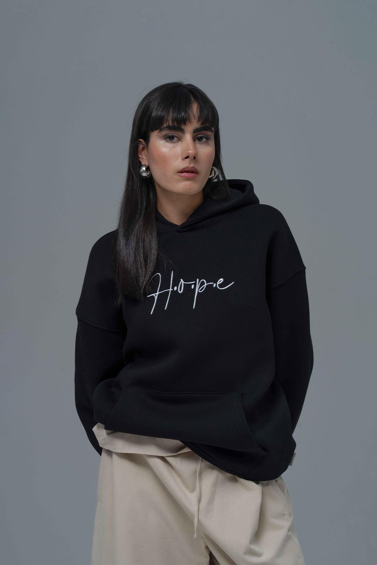 Hope Oversize Sweatshirt Kadın Siyah