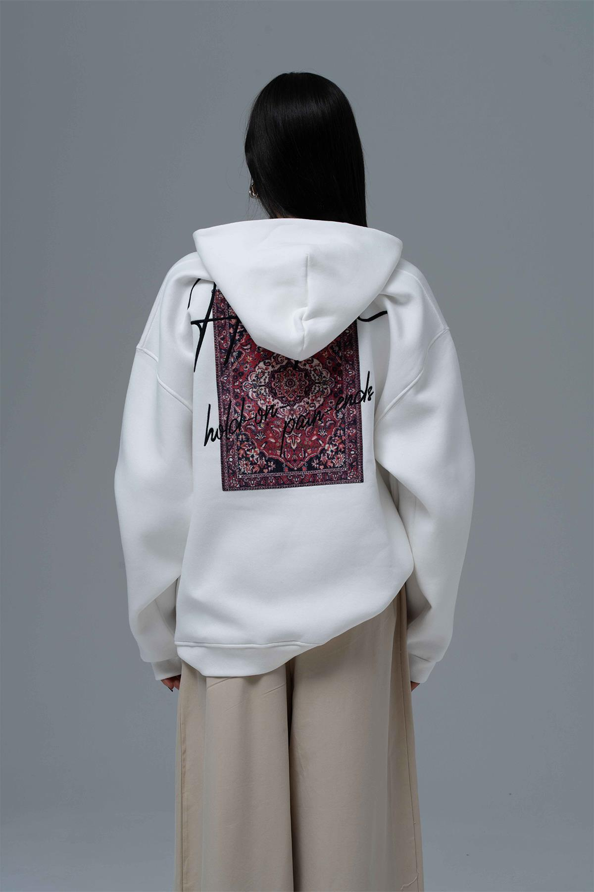 Hope Oversize Sweatshirt Kadın Taş