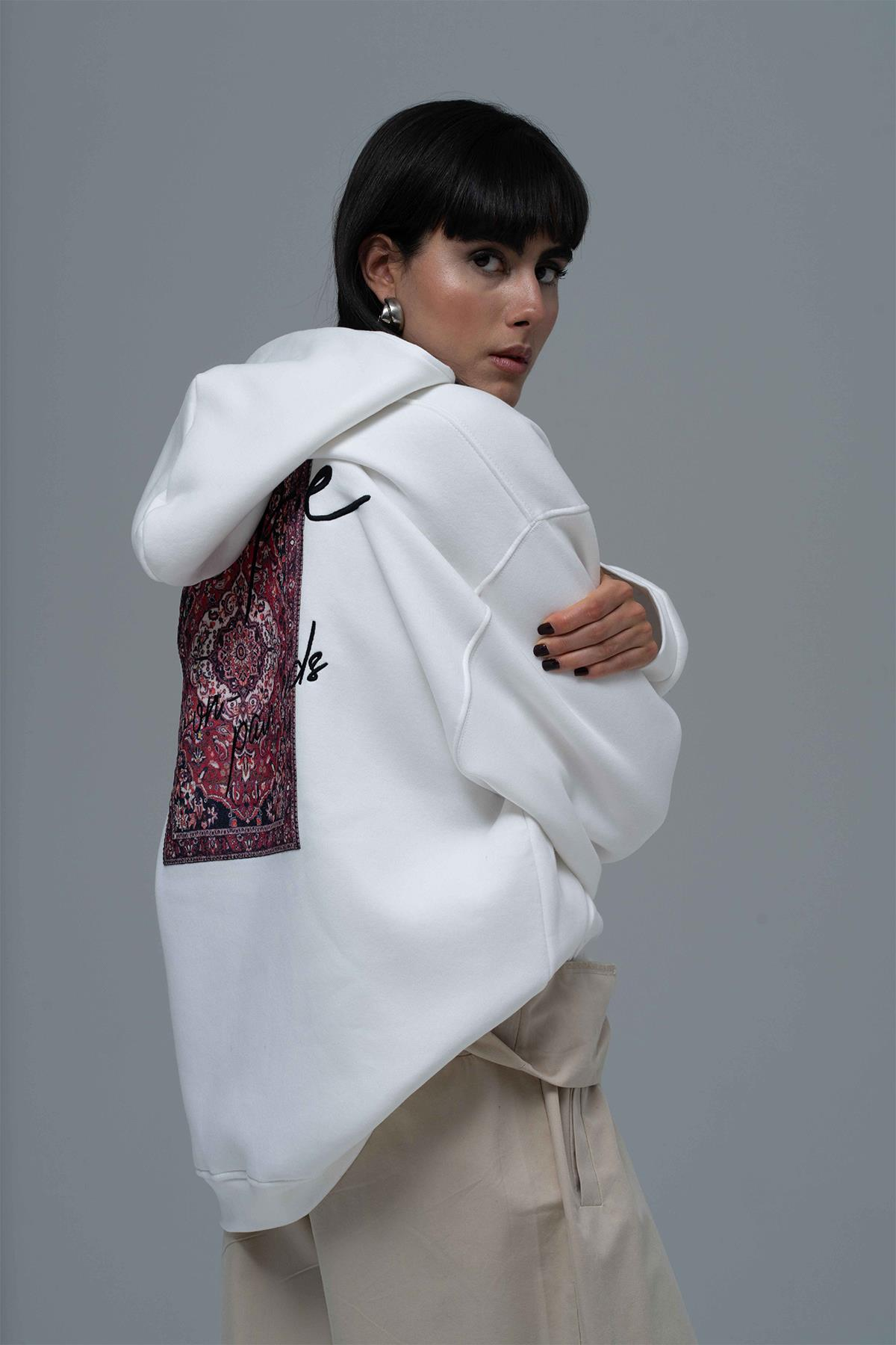 Hope Oversize Sweatshirt Kadın Taş
