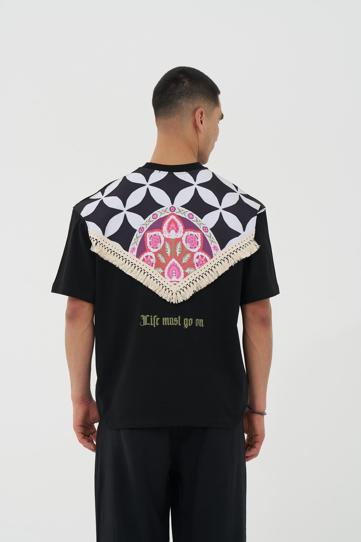 Life Bloom Oversize Erkek Tişört Siyah