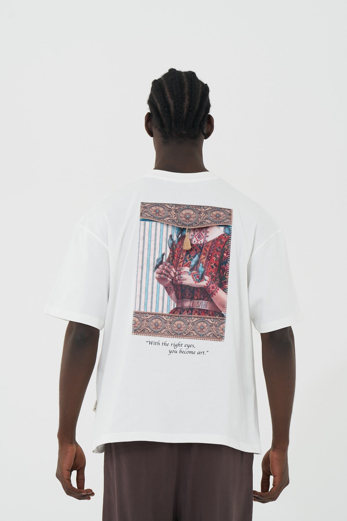 Living Art Oversize Erkek Tişört Ekru