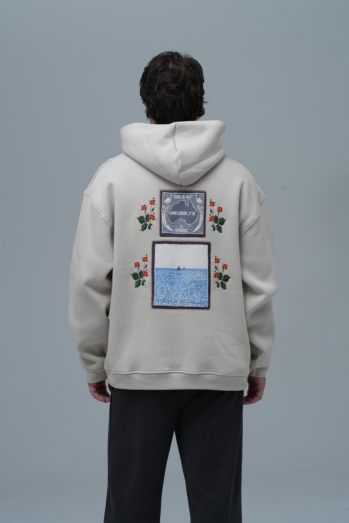 Loneliness Is a Choice Oversize Sweatshirt Erkek Ekru