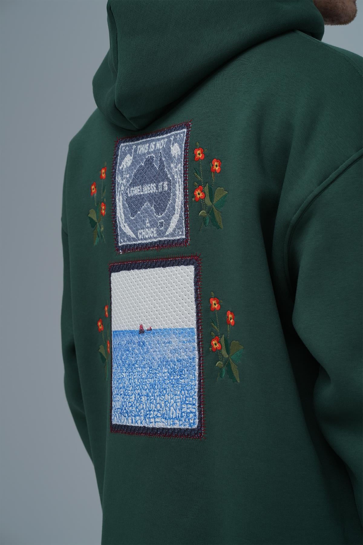 Loneliness Is a Choice Oversize Sweatshirt Erkek Yeşil