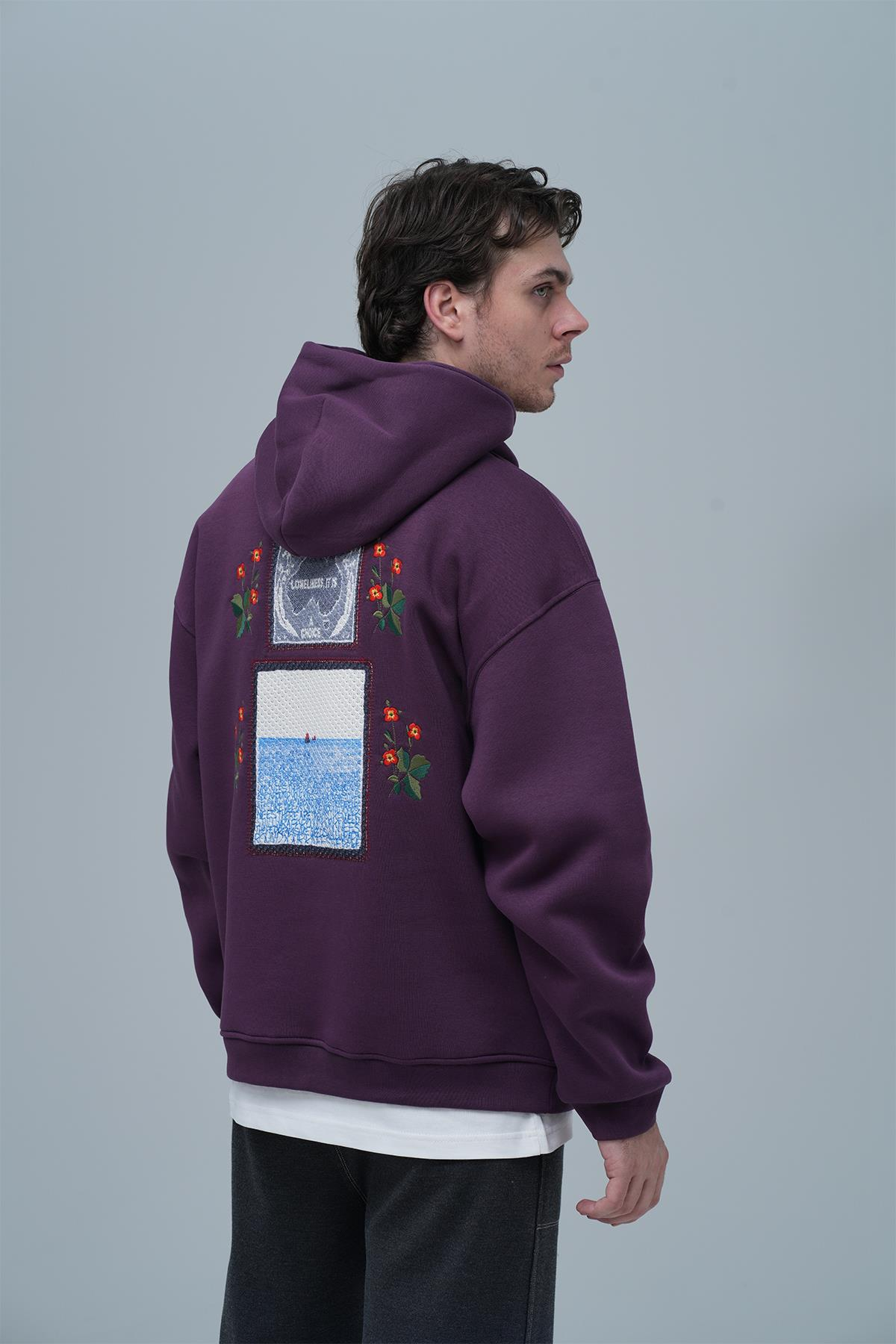 Loneliness Is a Choice Oversize Sweatshirt Erkek Mor