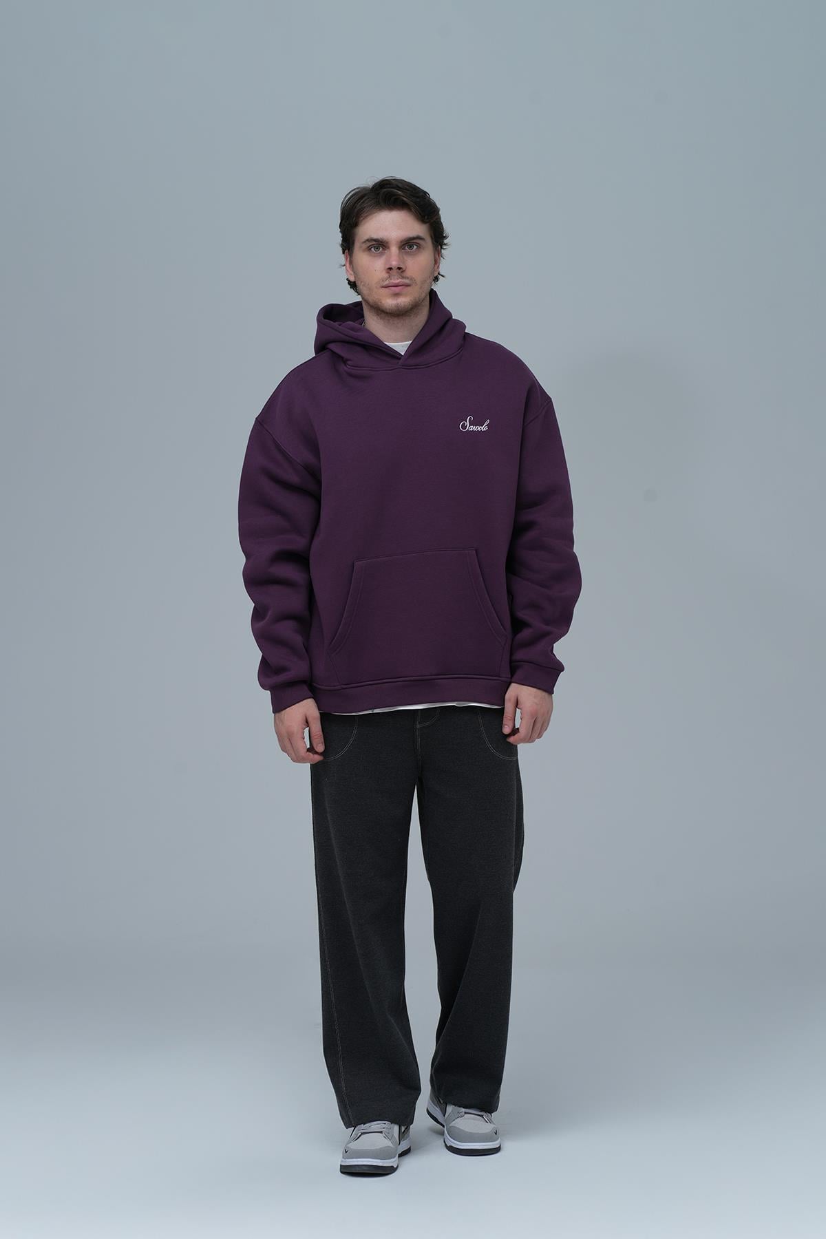 Loneliness Is a Choice Oversize Sweatshirt Erkek Mor