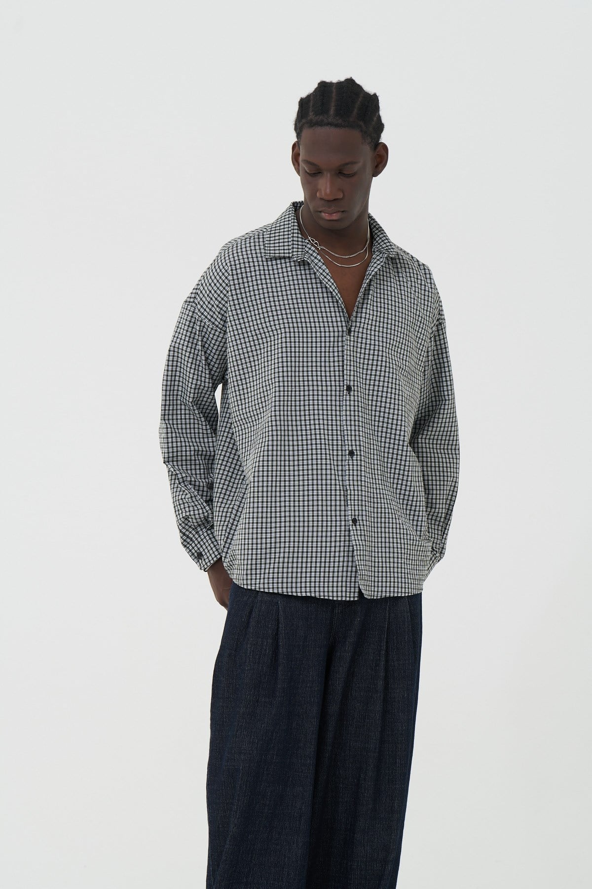 Madras Check Oversize Erkek Gömlek Haki