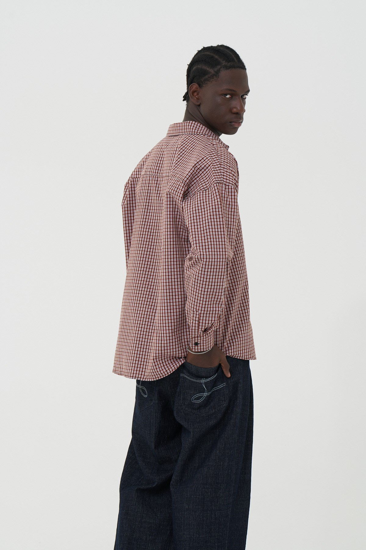 Madras Check Oversize Erkek Gömlek Kiremit
