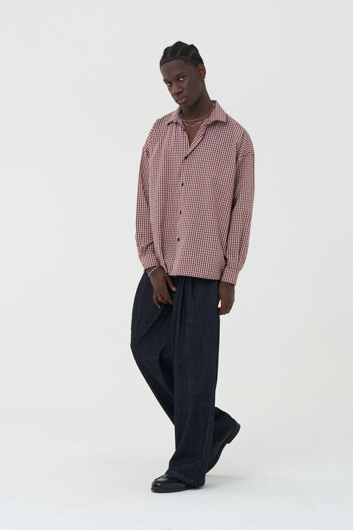 Madras Check Oversize Erkek Gömlek Kiremit