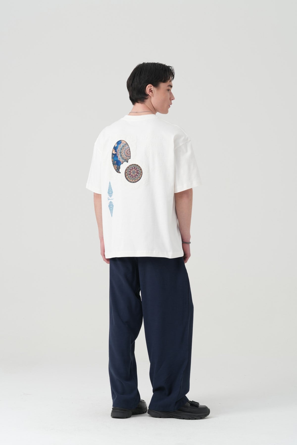 Mandala Aura Oversize Erkek Tişört Ekru