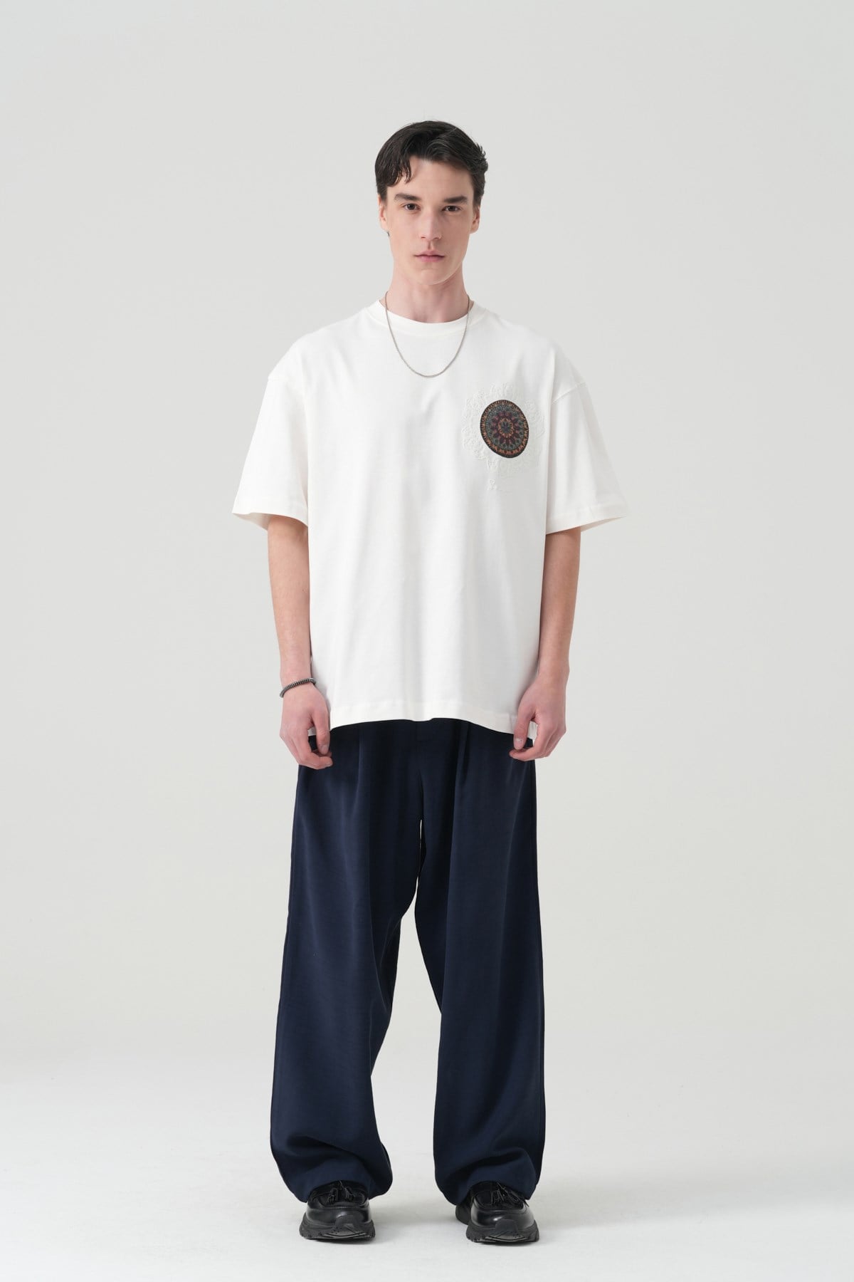 Mandala Aura Oversize Erkek Tişört Ekru