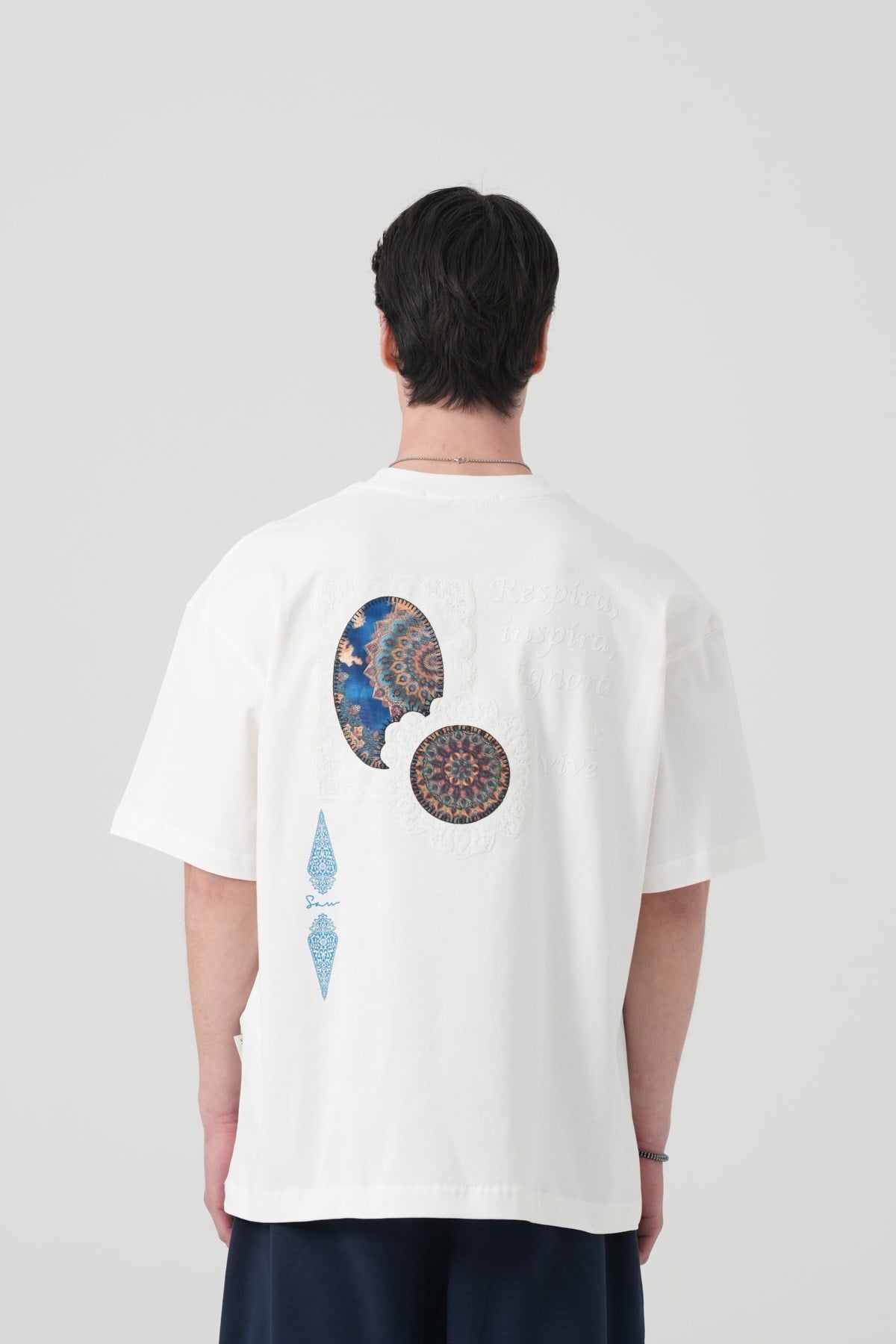 Mandala Aura Oversize Erkek Tişört Ekru