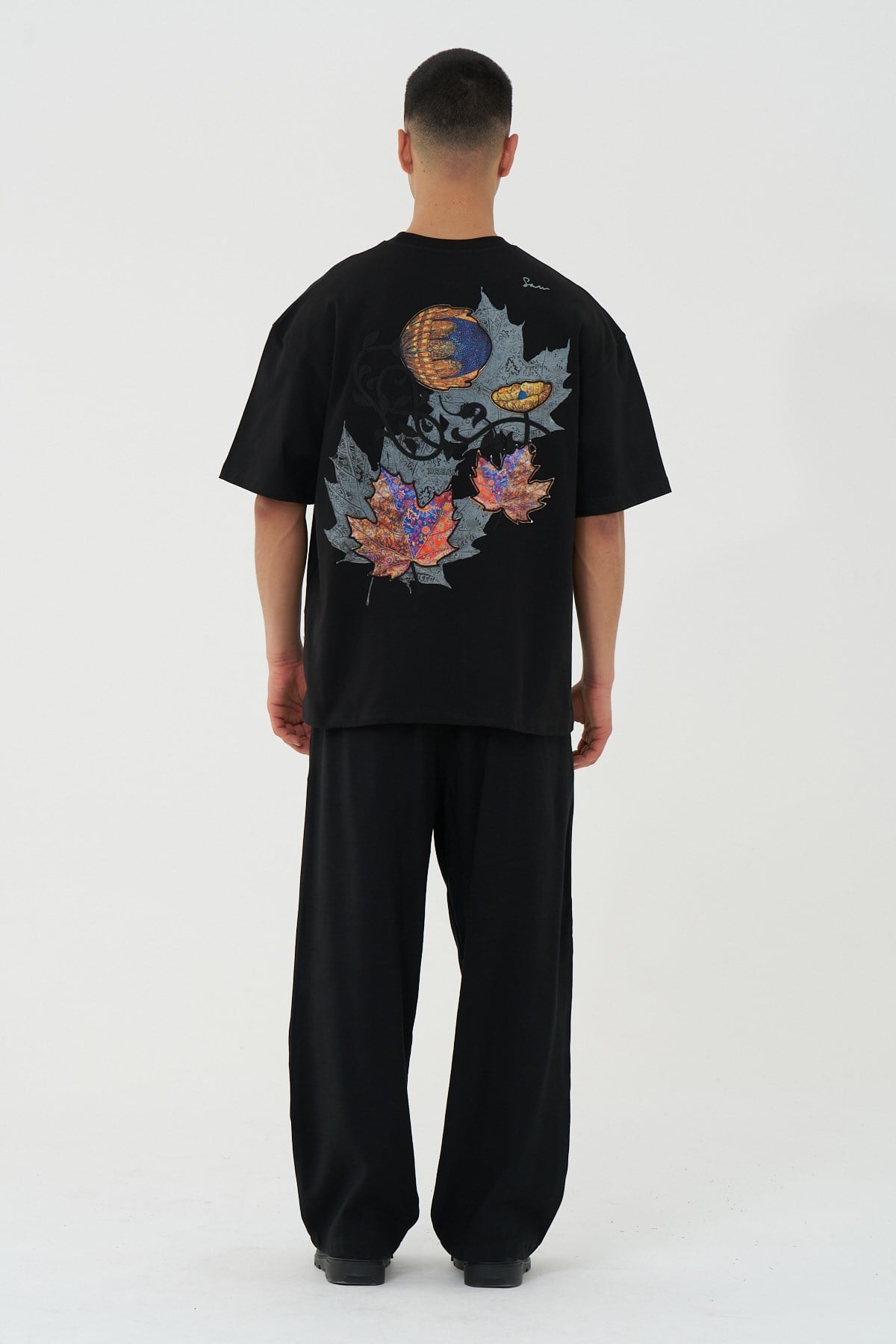Maple Dream Oversize Erkek Tişört Siyah