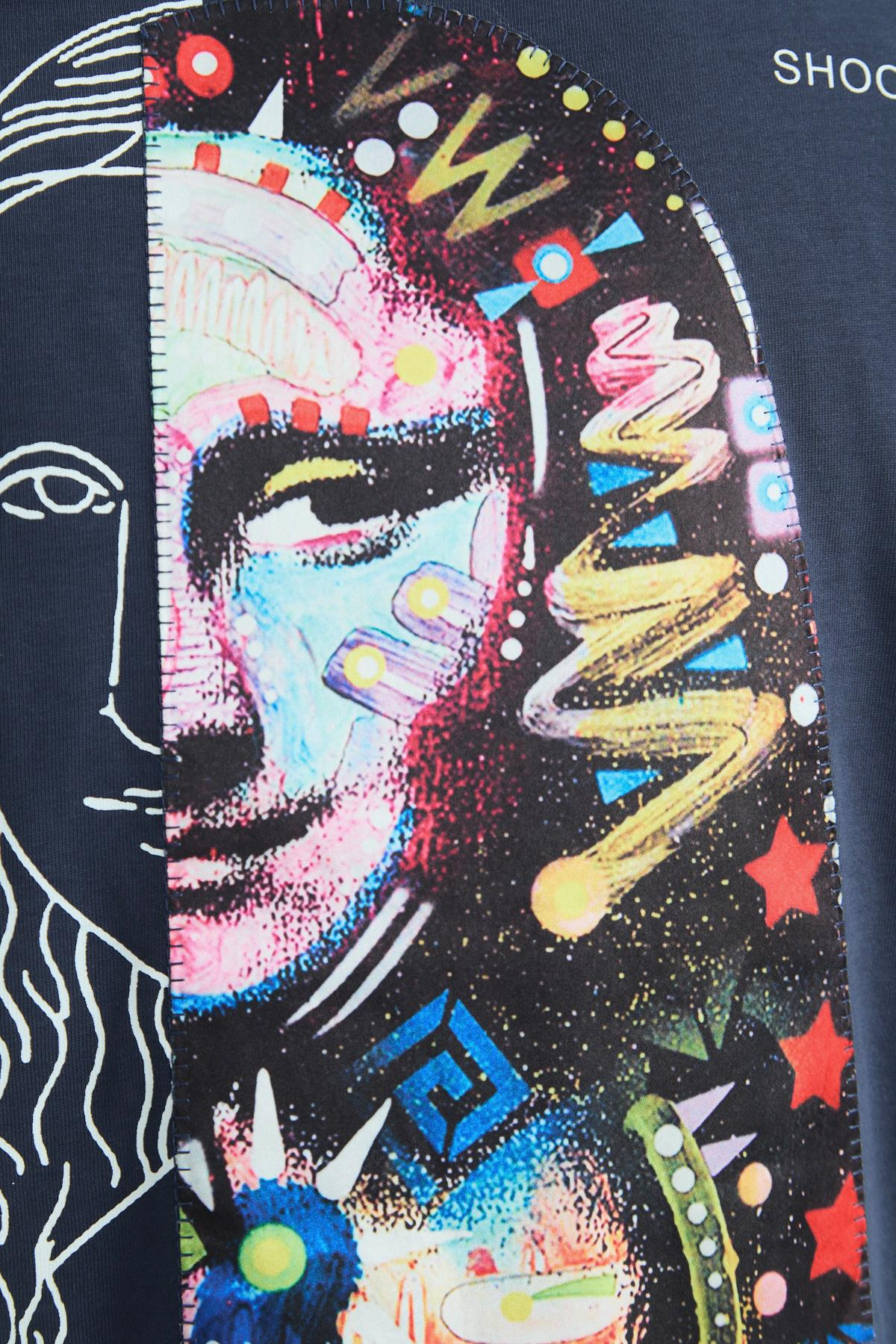 Mona Lisa Shooting Oversize Sweatshirt Erkek Lacivert