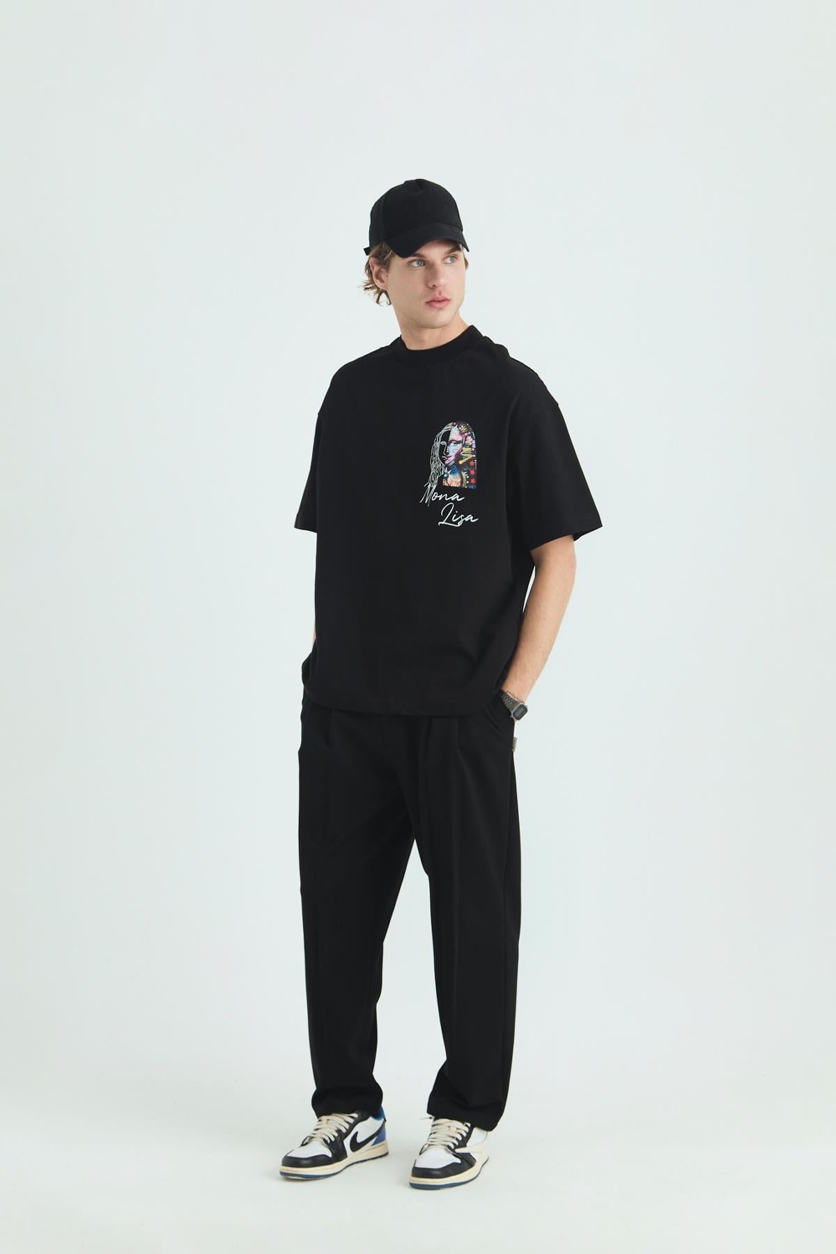 Mona Lisa Shooting Oversize Sweatshirt Erkek Siyah