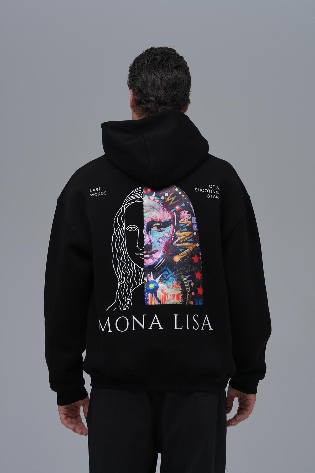 Mona Lisa Shooting Star Oversize Sweatshirt Erkek Siyah