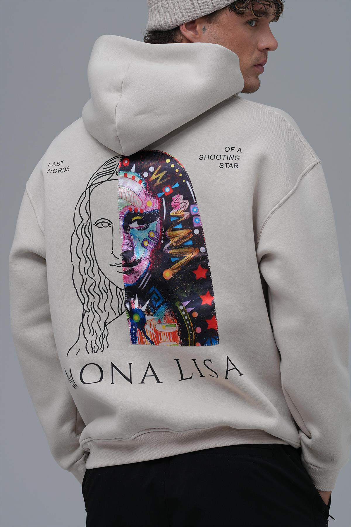 Mona Lisa Shooting Star Oversize Sweatshirt Erkek Stone