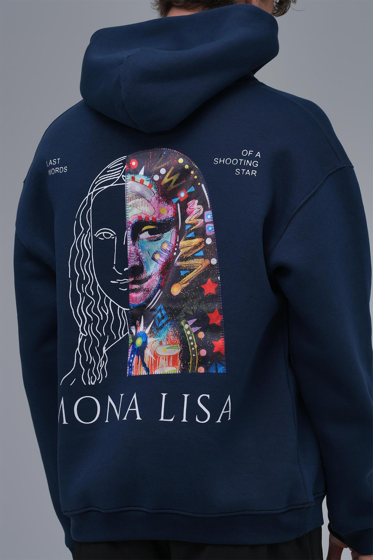 Mona Lisa Shooting Star Oversize Sweatshirt Erkek İndigo
