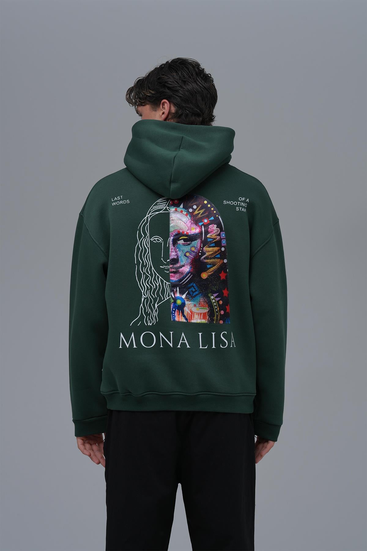 Mona Lisa Shooting Star Oversize Sweatshirt Erkek Yeşil