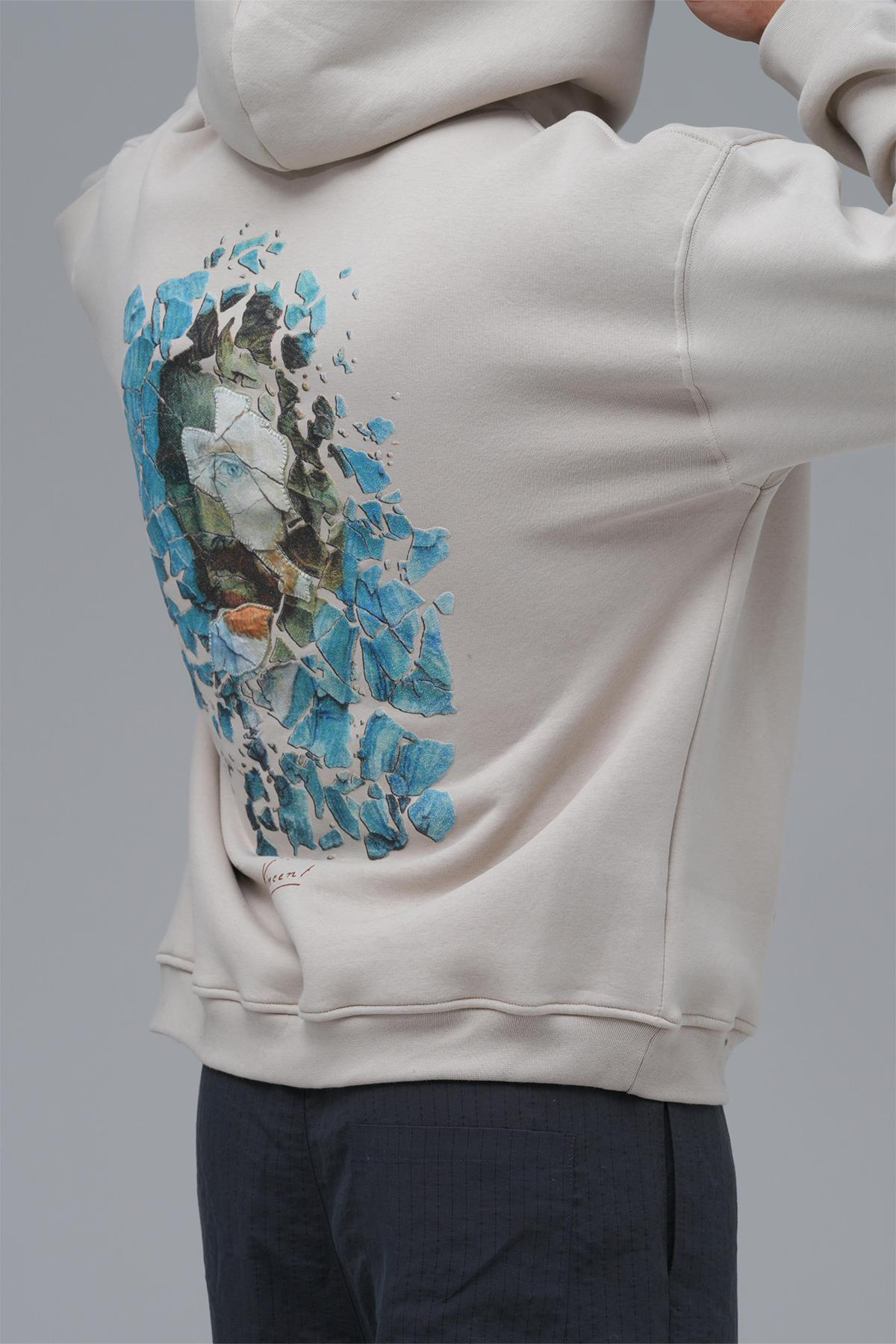 Mosaic Portrait Oversize Sweatshirt Erkek Stone