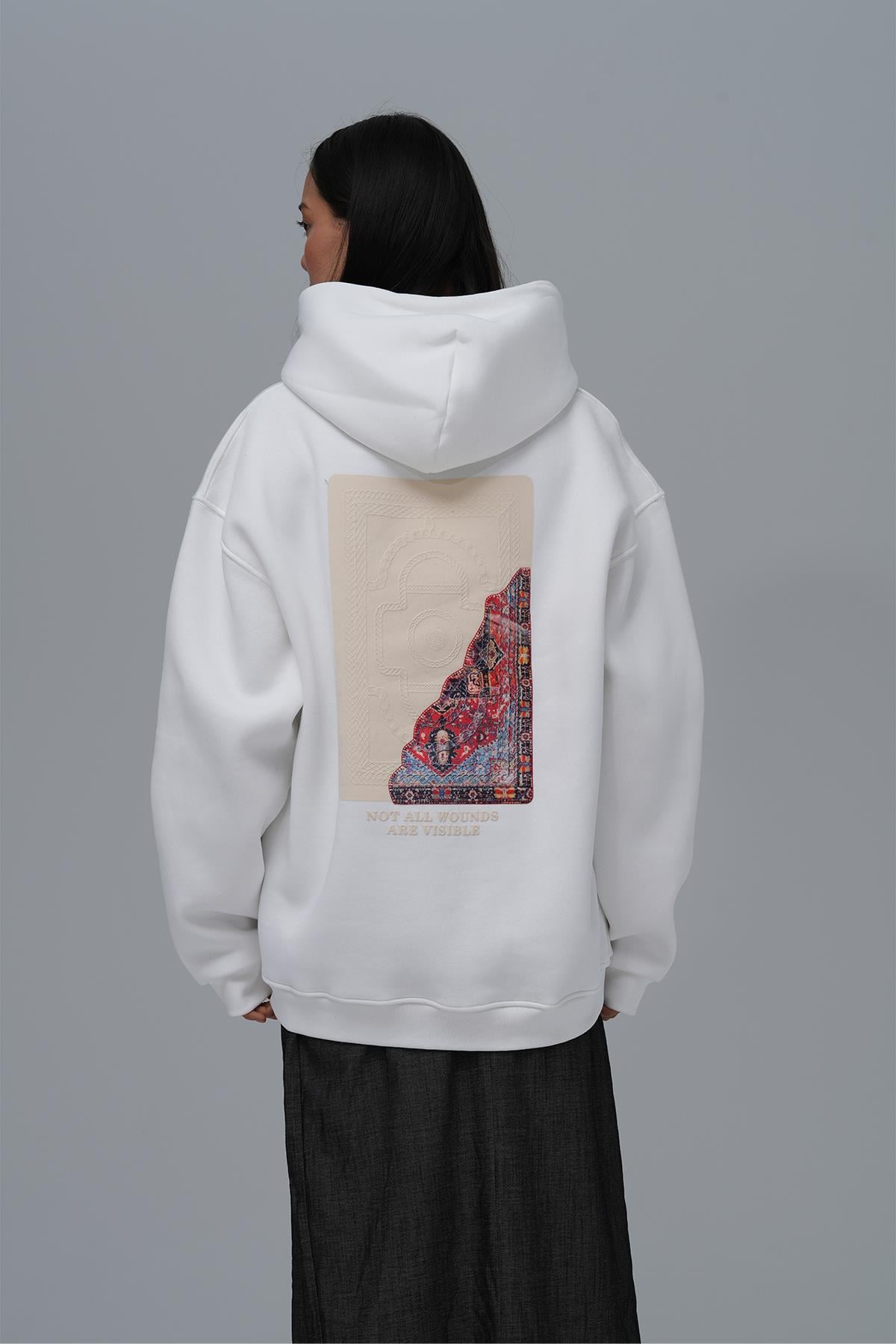Not All Wounds Are Visible Oversize Sweatshirt Kadın Taş
