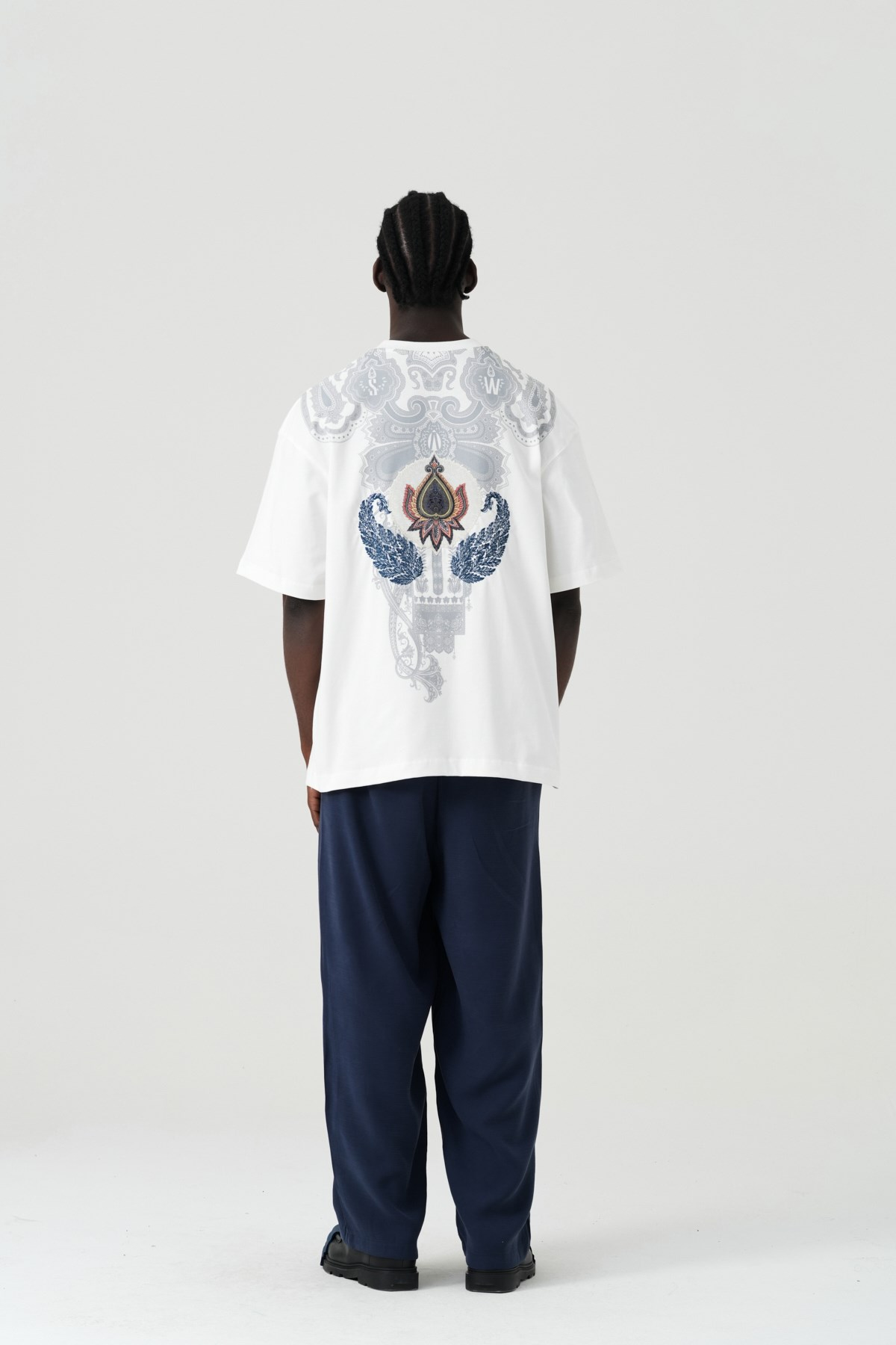 Paisley Wings Oversize Erkek Tişört Ekru