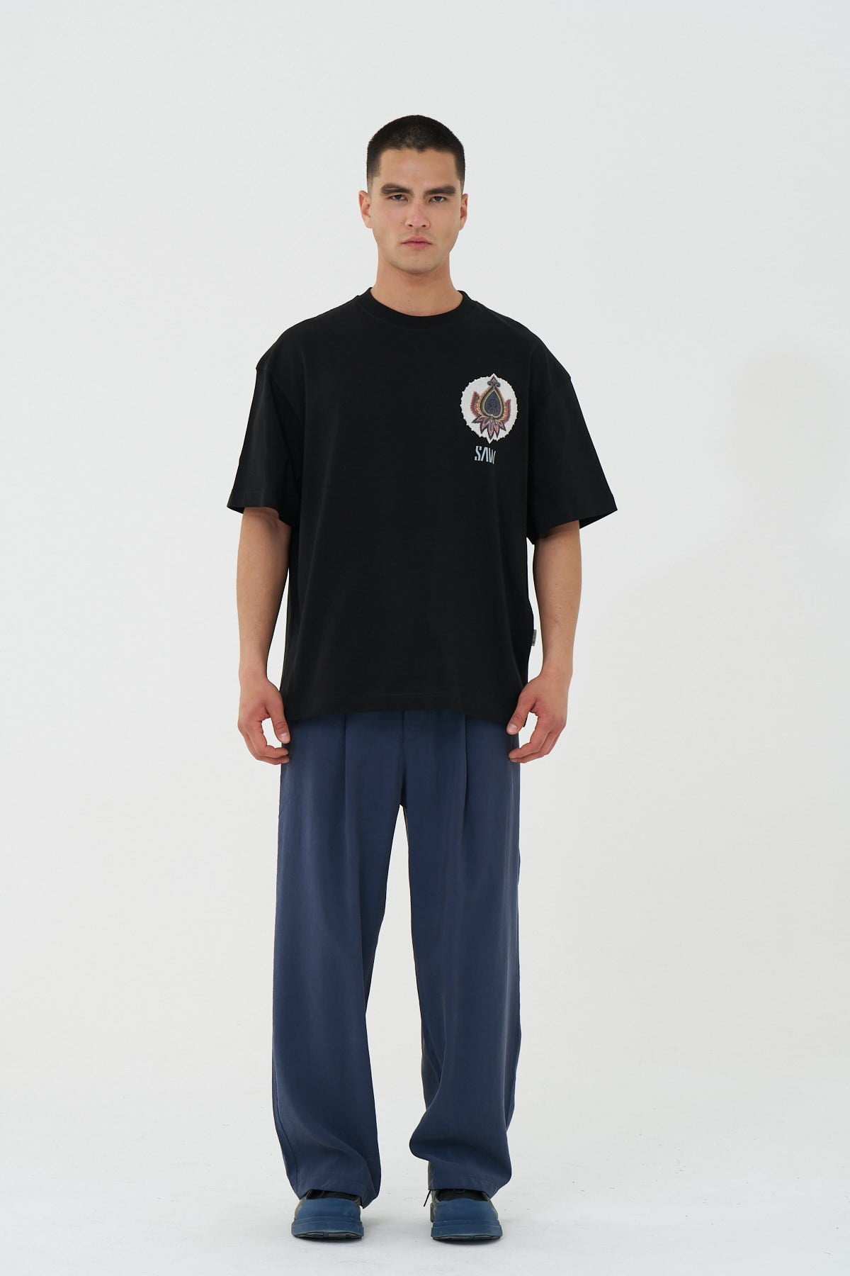 Paisley Wings Oversize Erkek Tişört Siyah