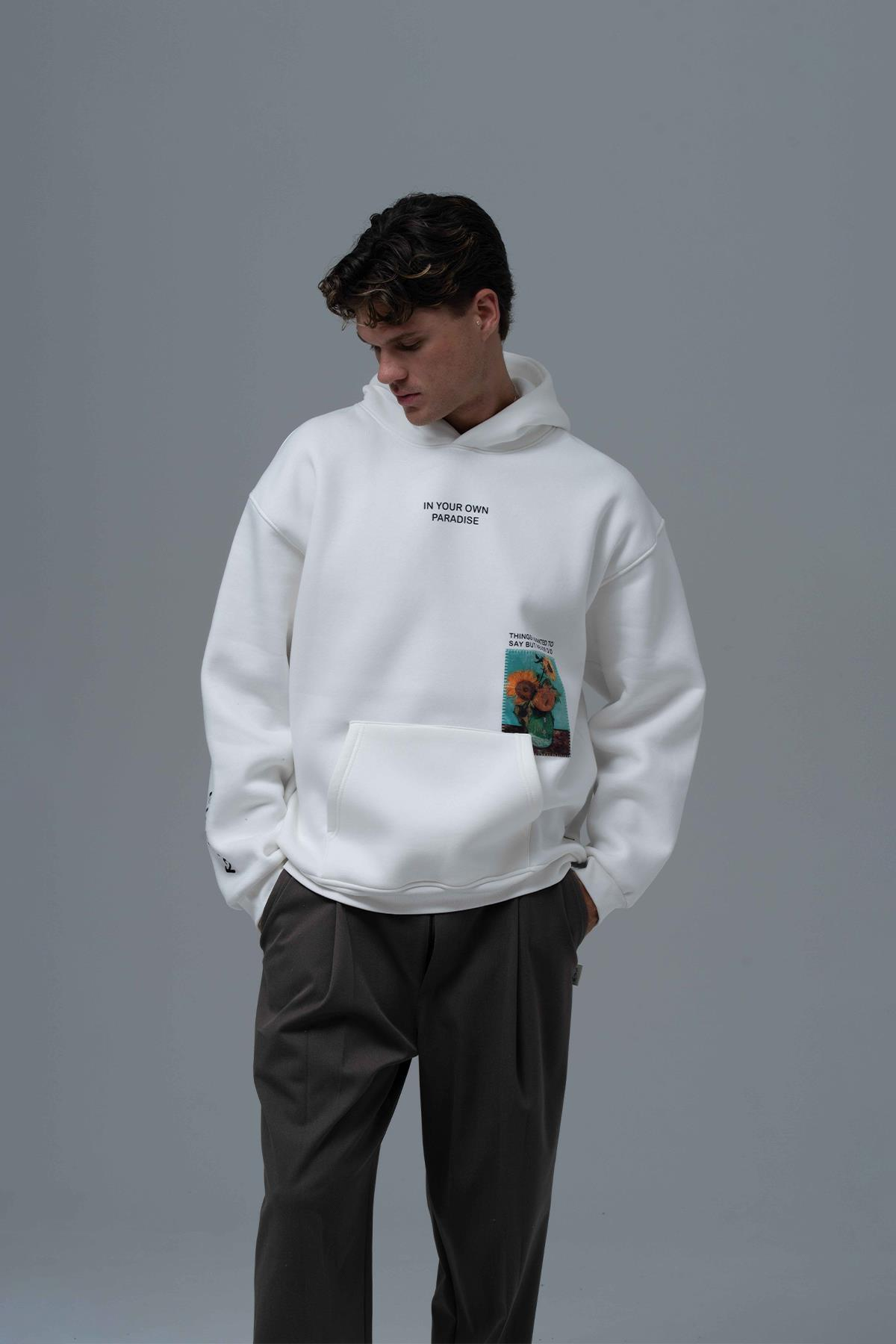 Paradise Within Oversize Sweatshirt Erkek Taş