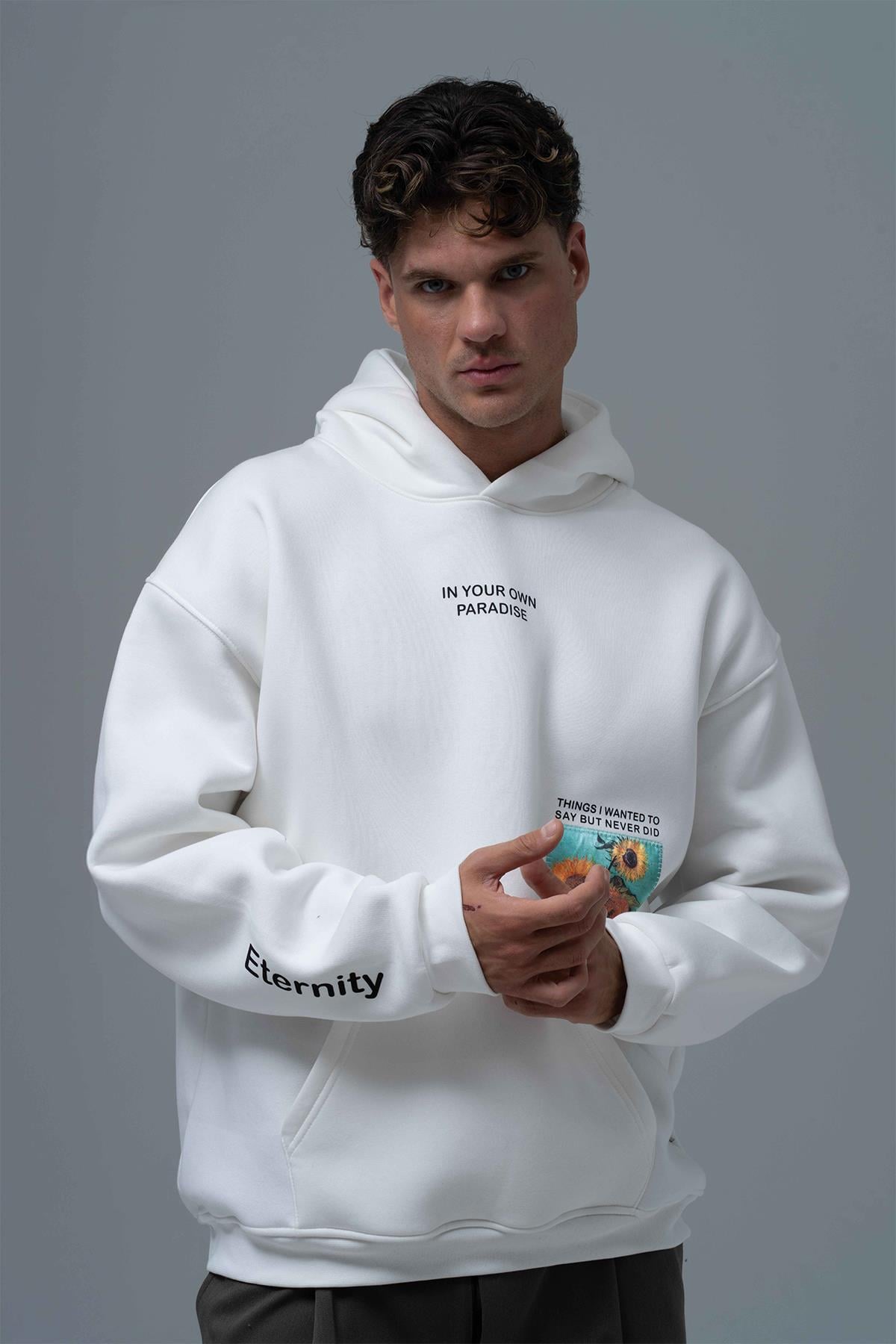 Paradise Within Oversize Sweatshirt Erkek Taş