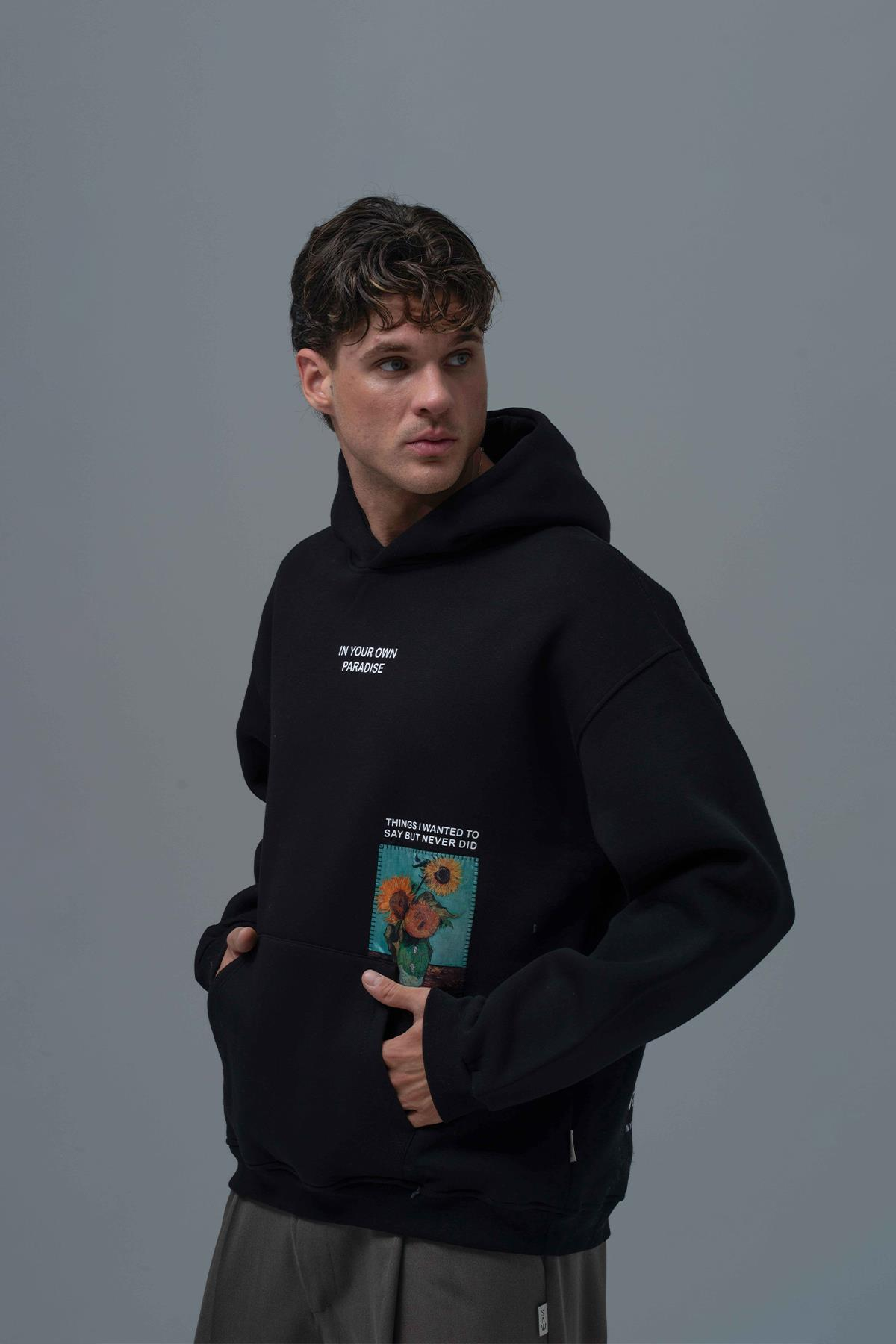 Paradise Within Oversize Sweatshirt Erkek Siyah