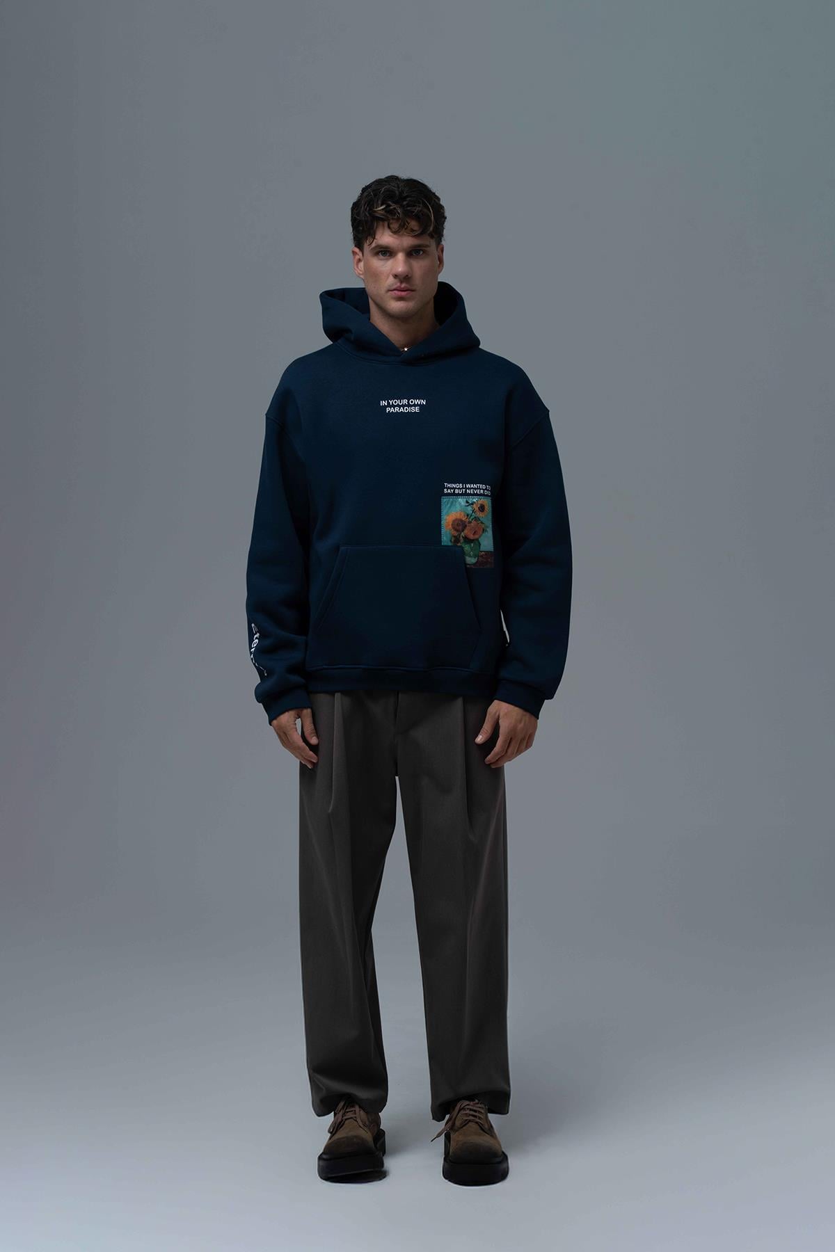 Paradise Within Oversize Sweatshirt Erkek İndigo
