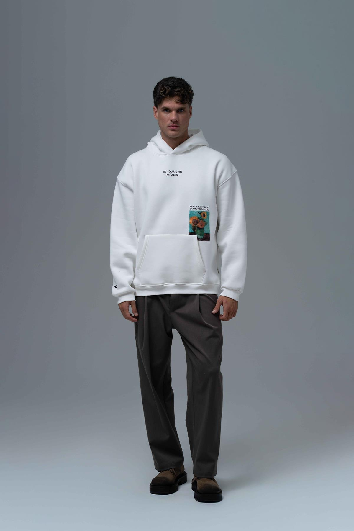 Paradise Within Oversize Sweatshirt Erkek Taş