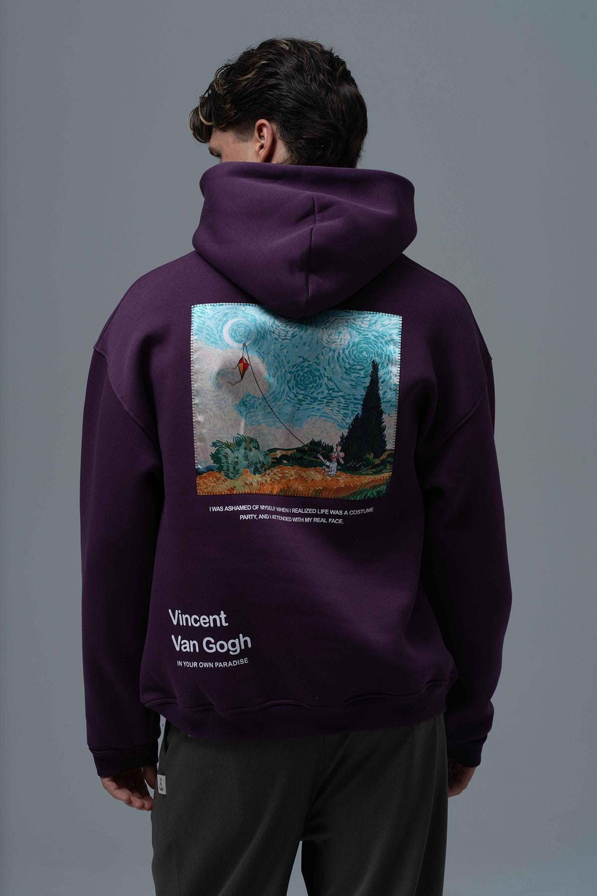 Paradise Within Oversize Sweatshirt Erkek Mor
