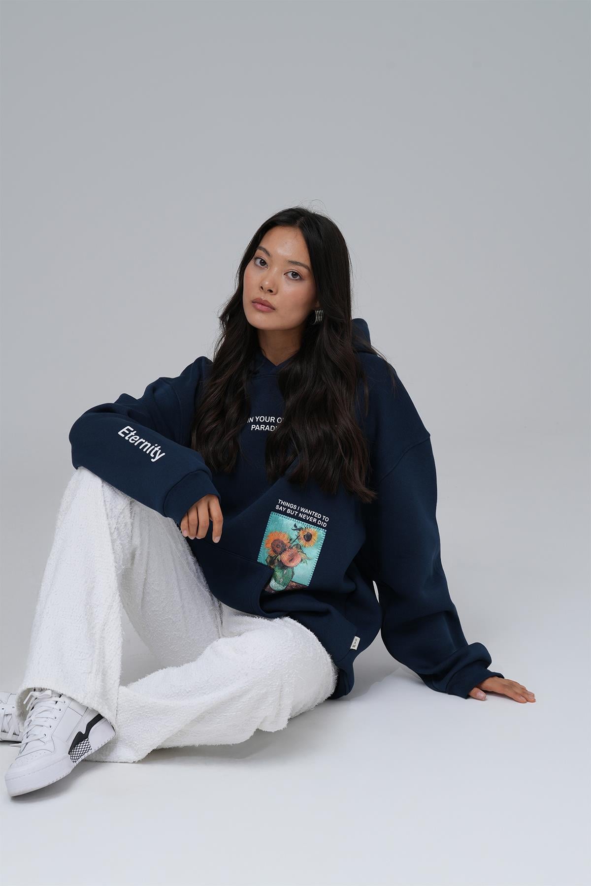 Paradise Within Oversize Sweatshirt Kadın İndigo