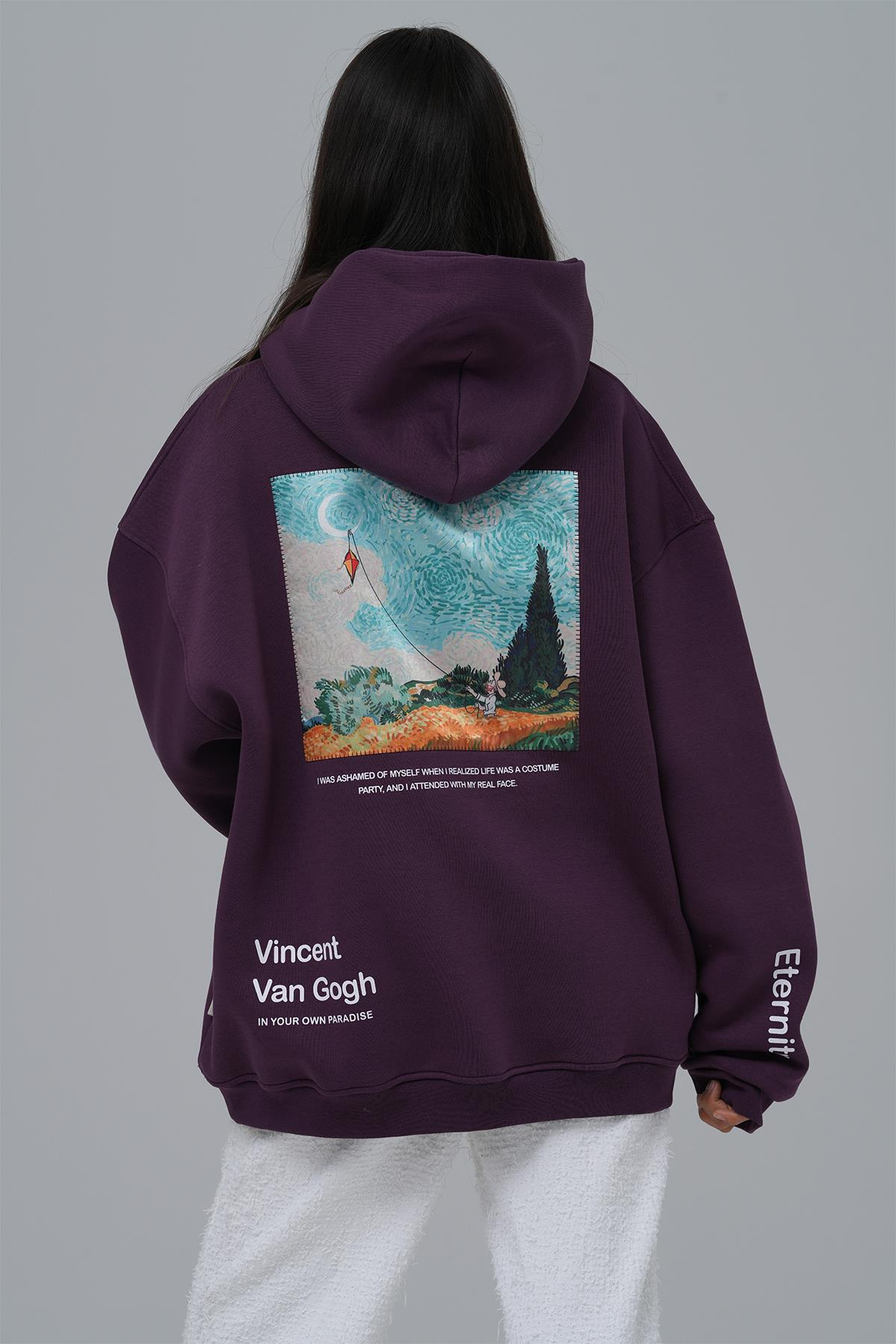 Paradise Within Oversize Sweatshirt Kadın Mor