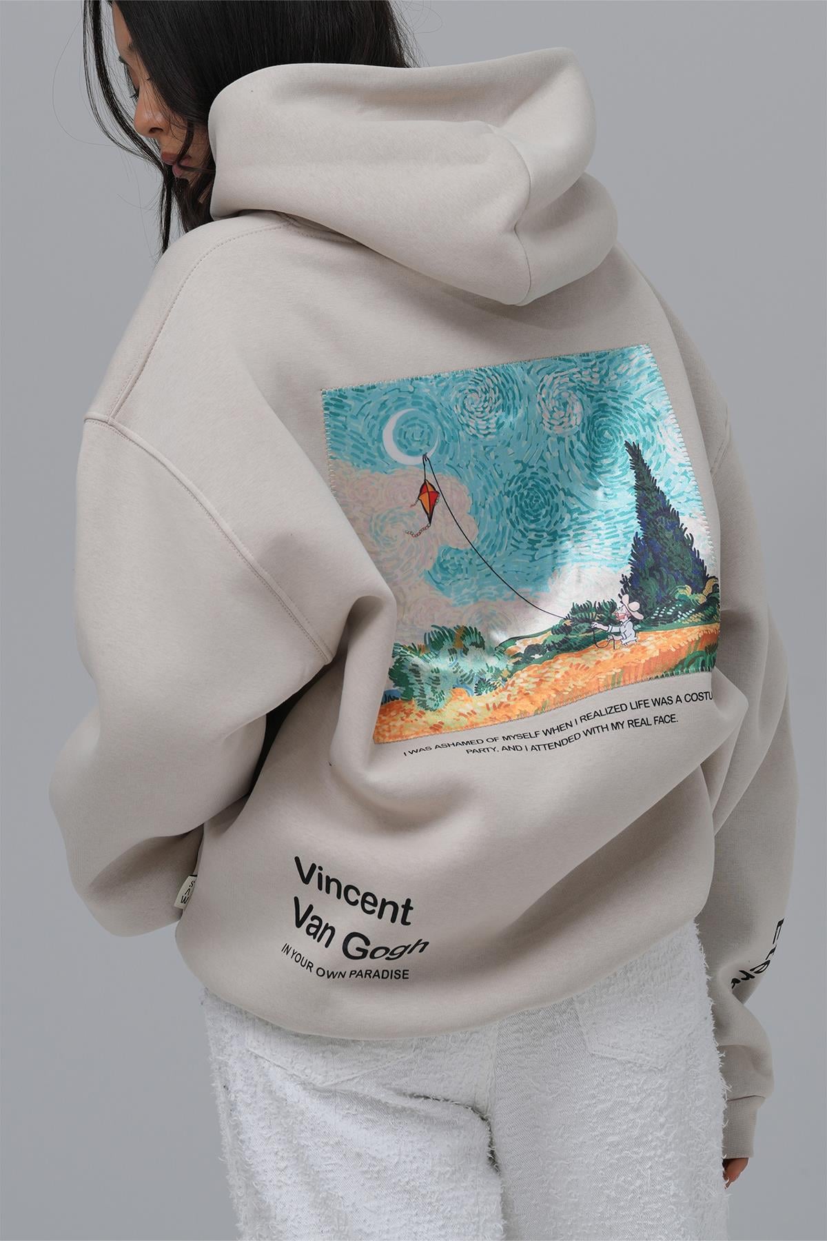 Paradise Within Oversize Sweatshirt Kadın Ekru