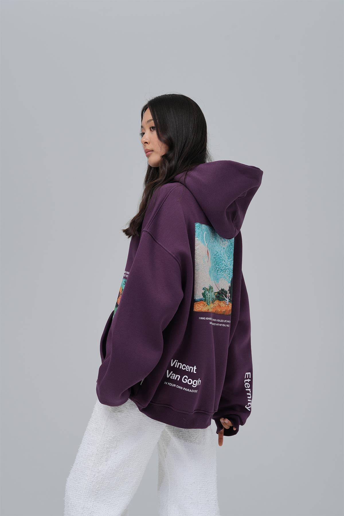 Paradise Within Oversize Sweatshirt Kadın Mor