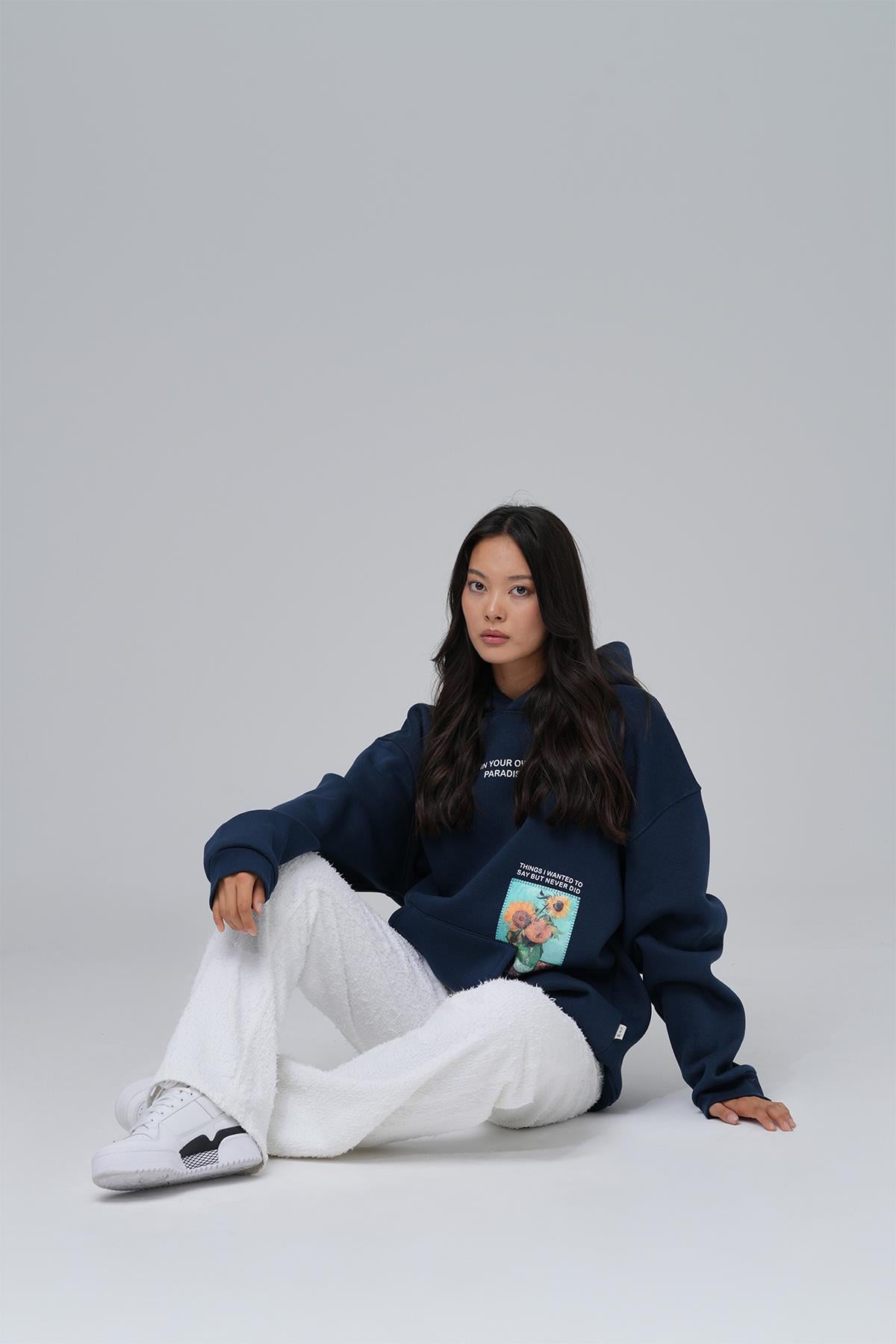 Paradise Within Oversize Sweatshirt Kadın İndigo
