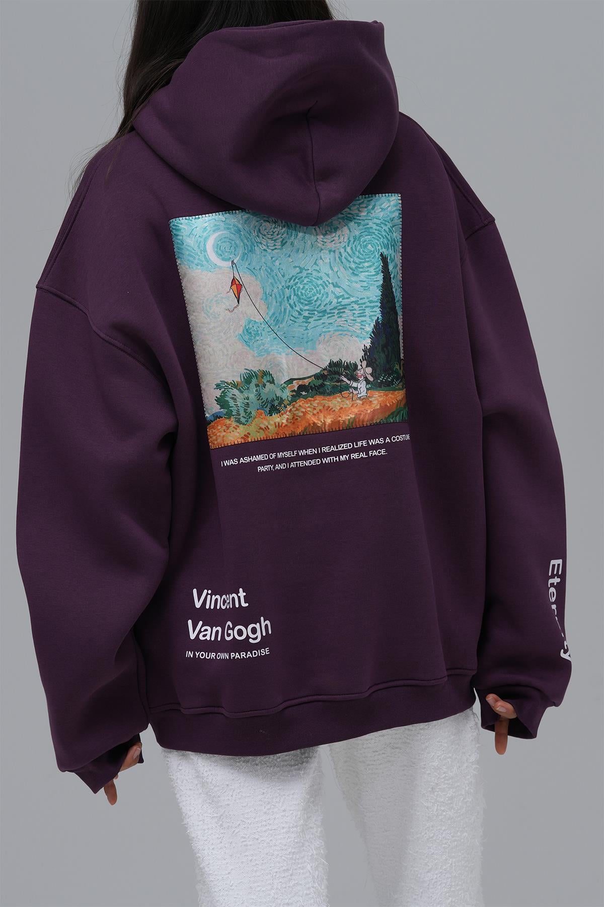 Paradise Within Oversize Sweatshirt Kadın Mor