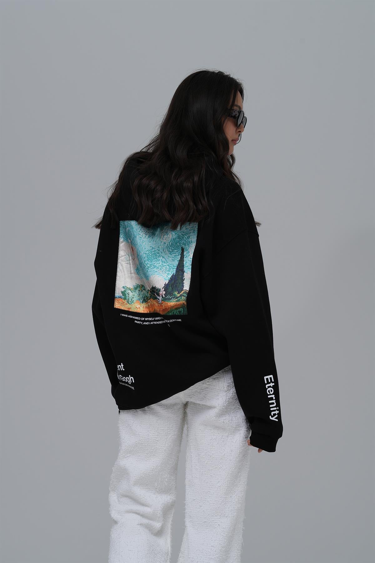Paradise Within Oversize Sweatshirt Kadın Siyah
