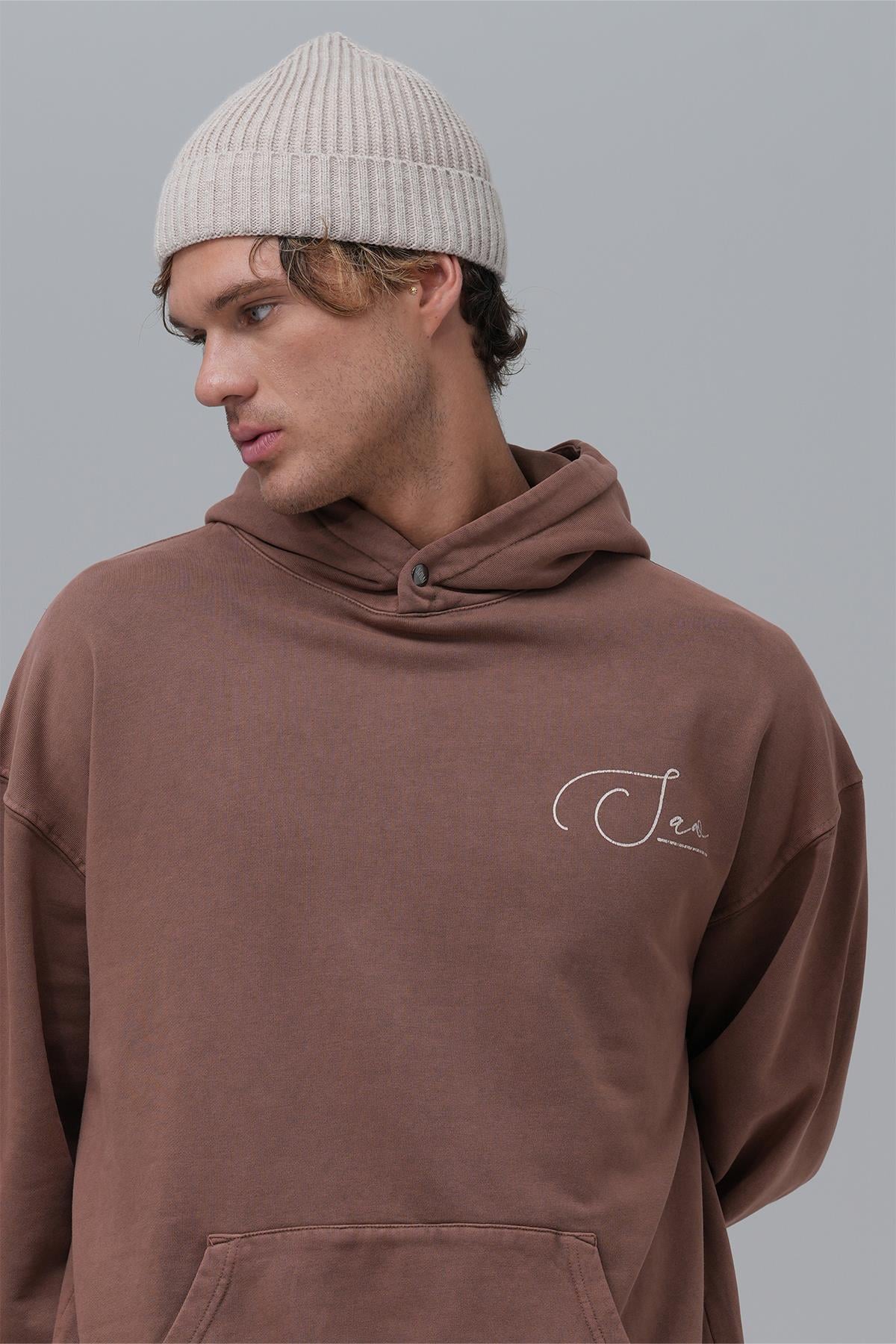 Paradox Oversize Sweatshirt Erkek Kahverengi