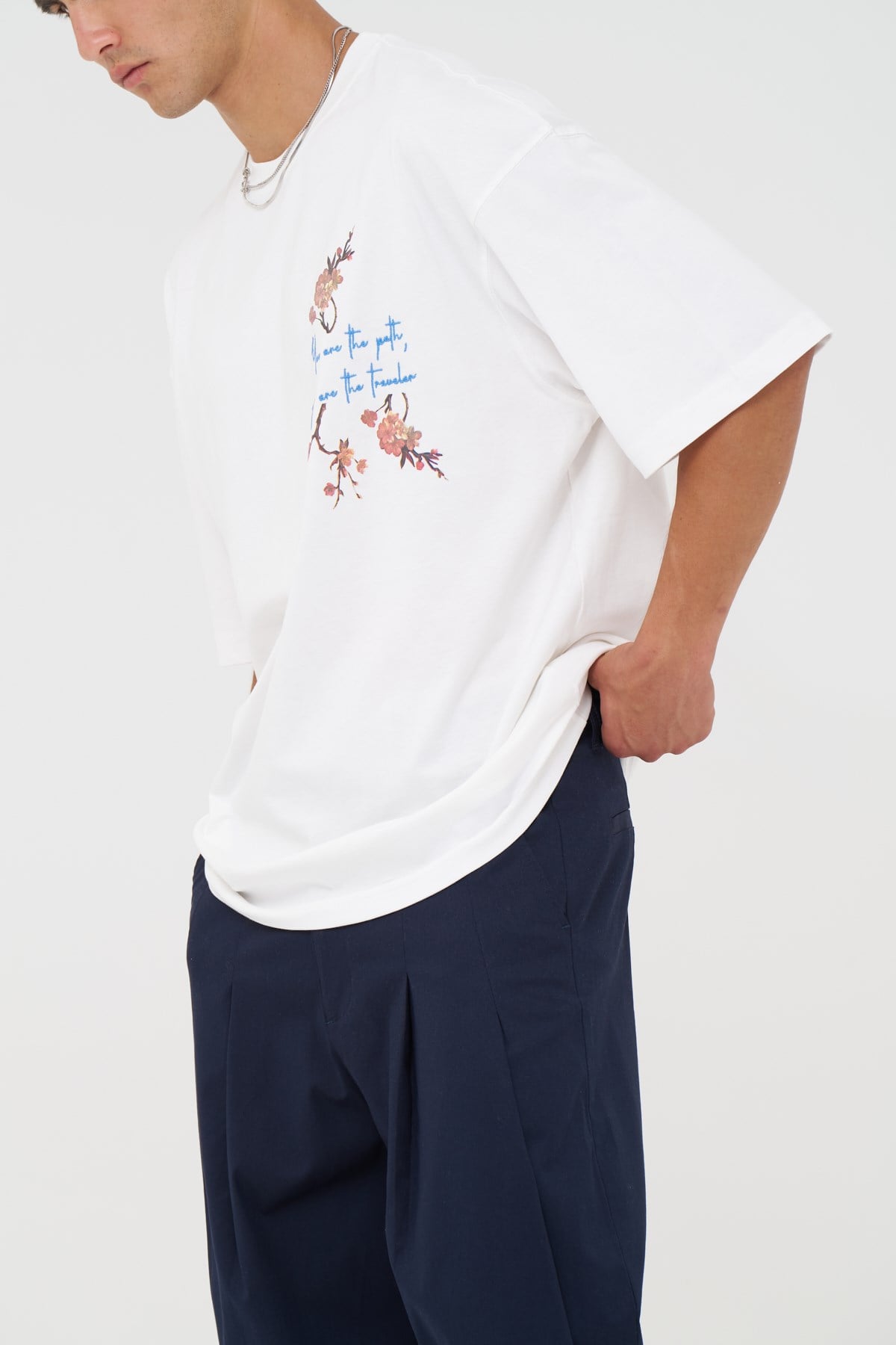 Phoenix Bloom Oversize Erkek Tişört Ekru