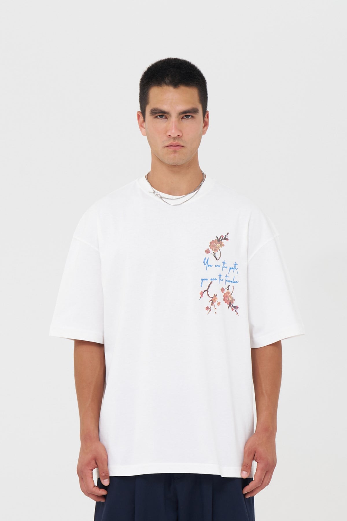 Phoenix Bloom Oversize Erkek Tişört Ekru