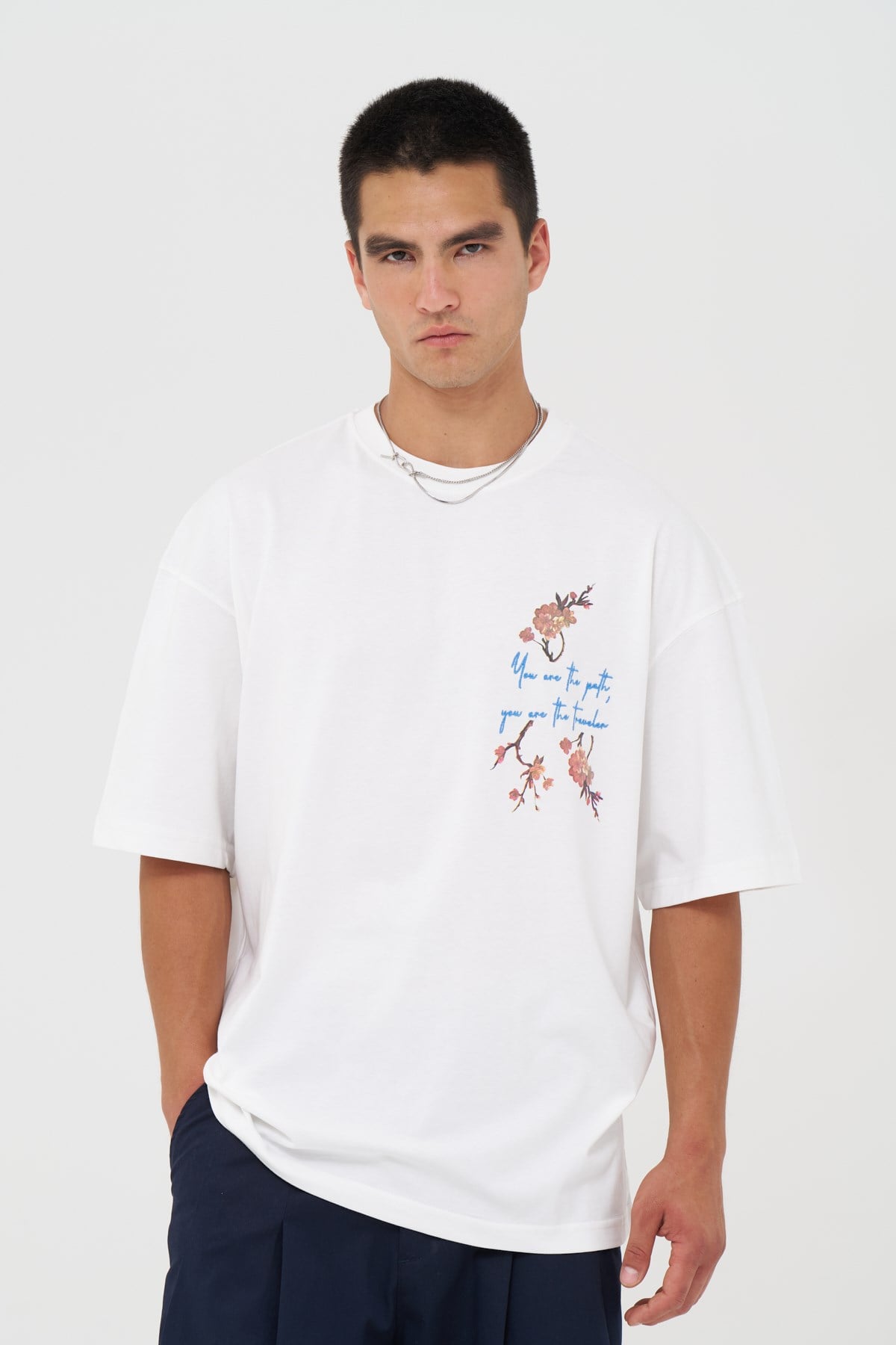 Phoenix Bloom Oversize Erkek Tişört Ekru
