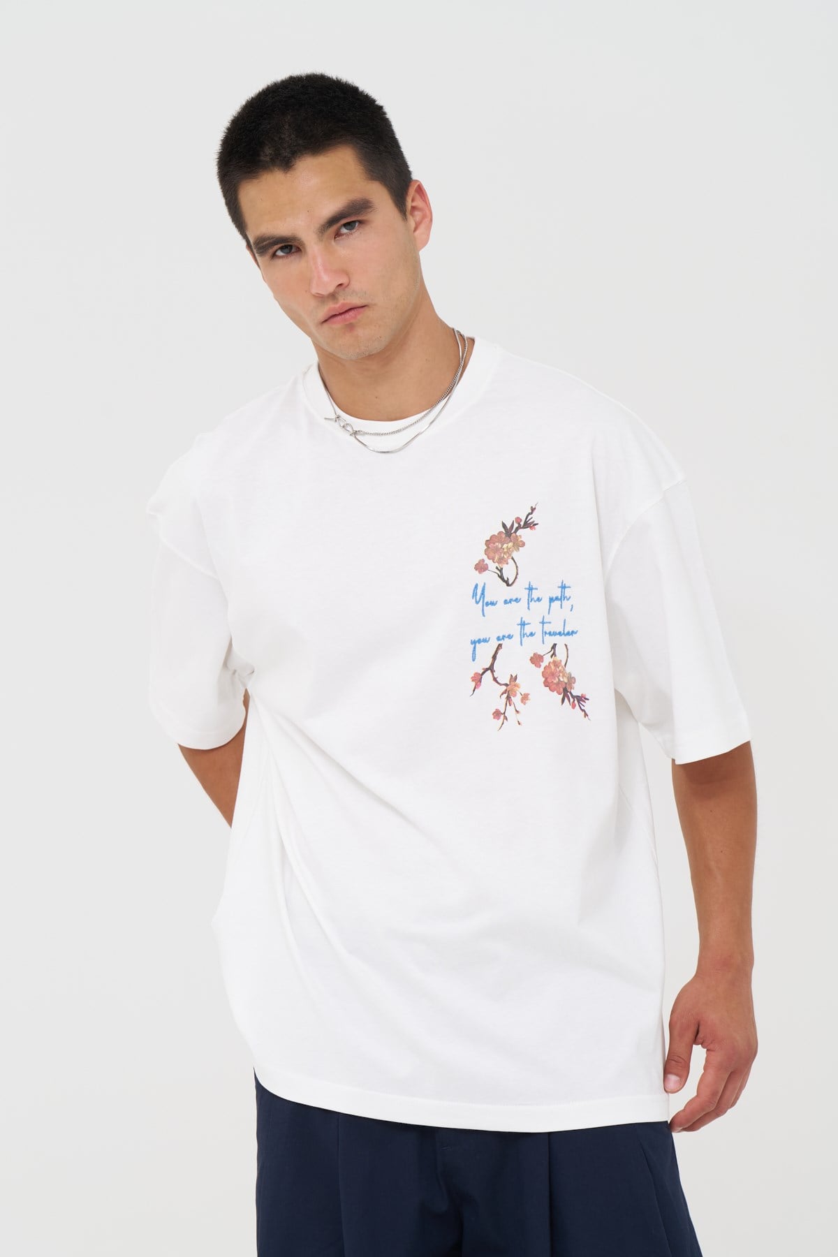 Phoenix Bloom Oversize Erkek Tişört Ekru