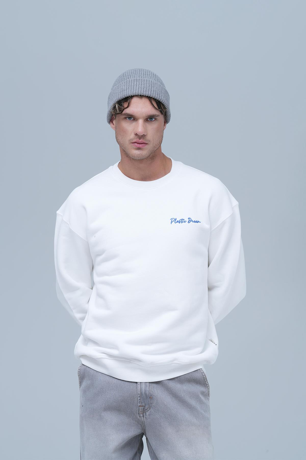 Plastic Dream Oversize Sweatshirt Erkek Ekru