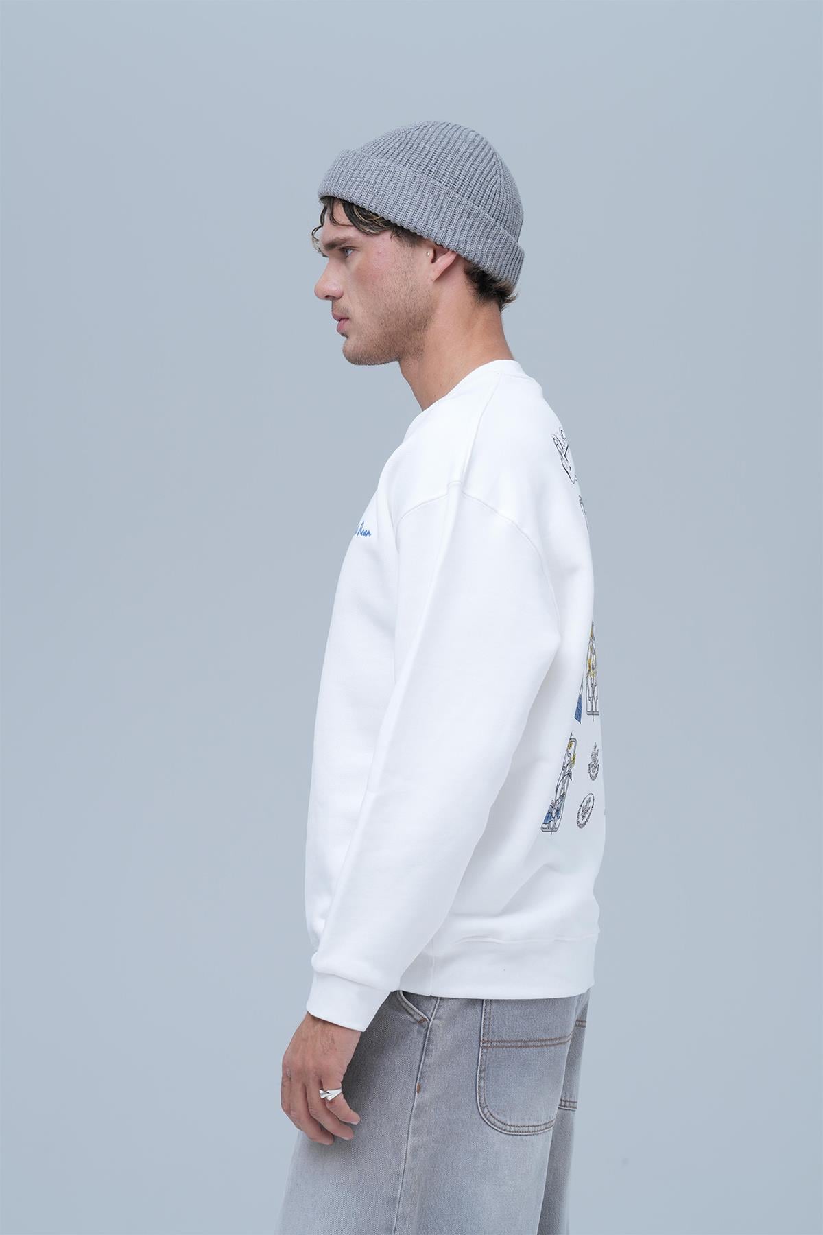 Plastic Dream Oversize Sweatshirt Erkek Ekru